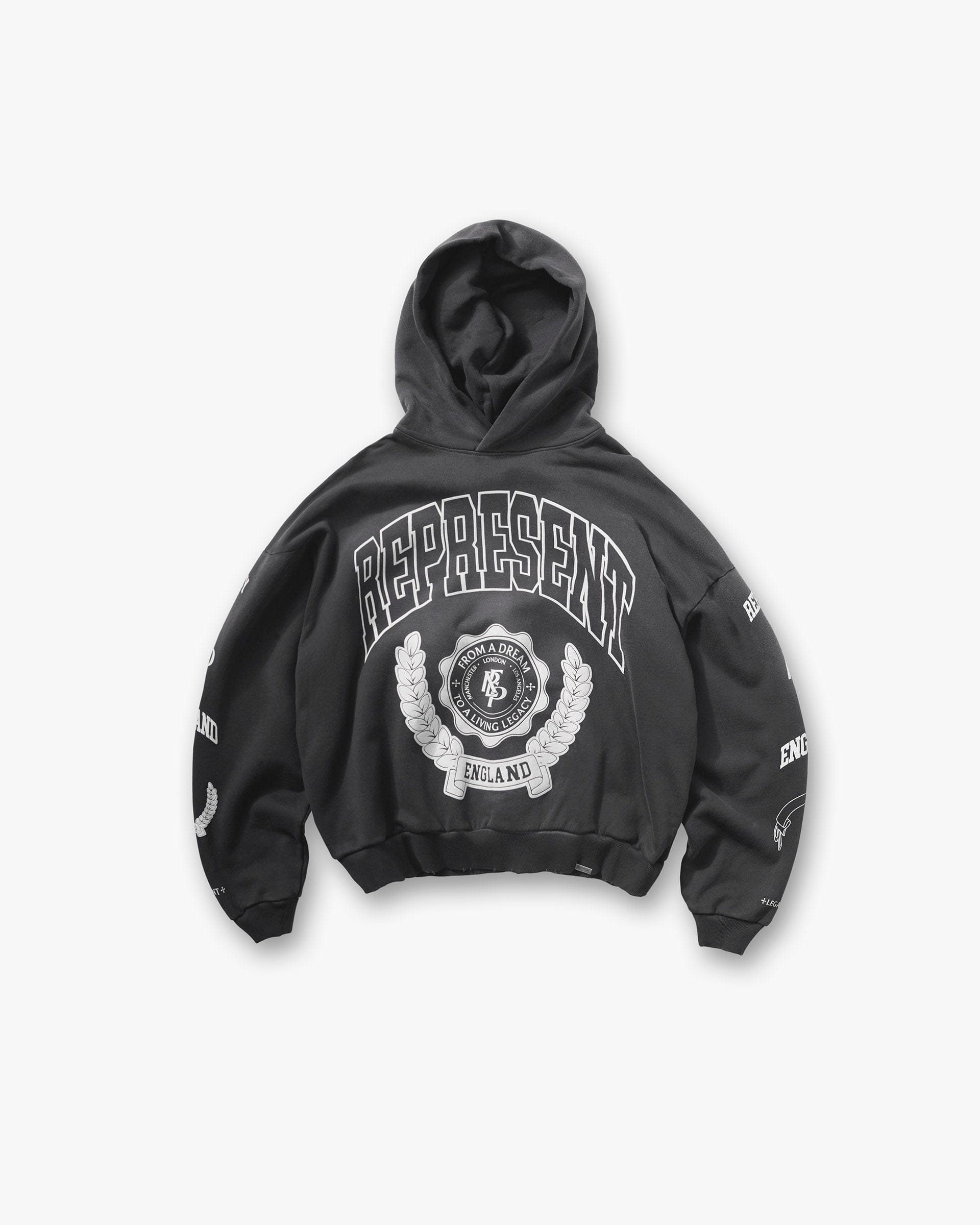 FW25 Represent Legacy Crest Hoodie - Stained Black