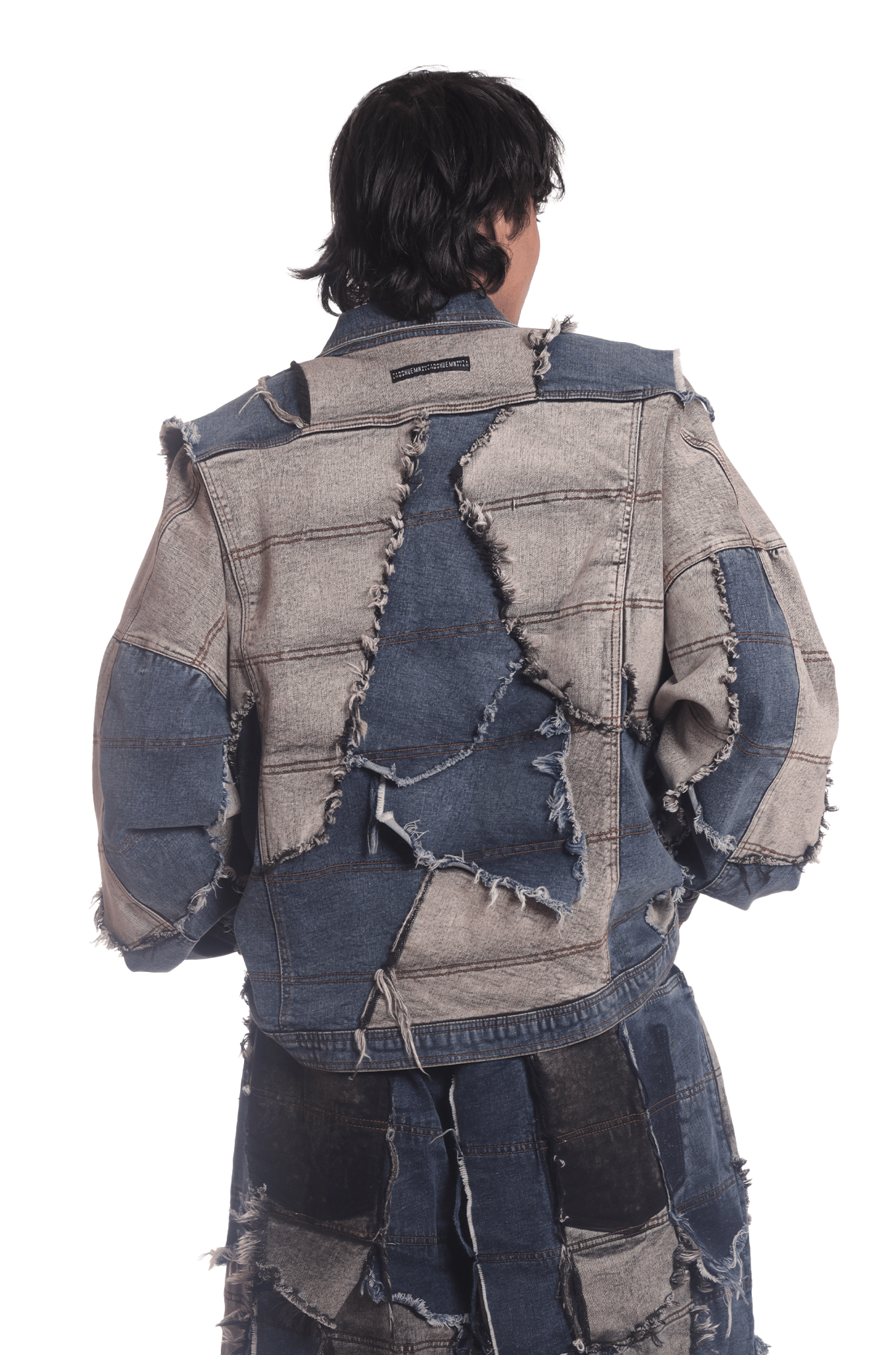 DUAL Oversized unisex jacket with dual toned 100 patched panels