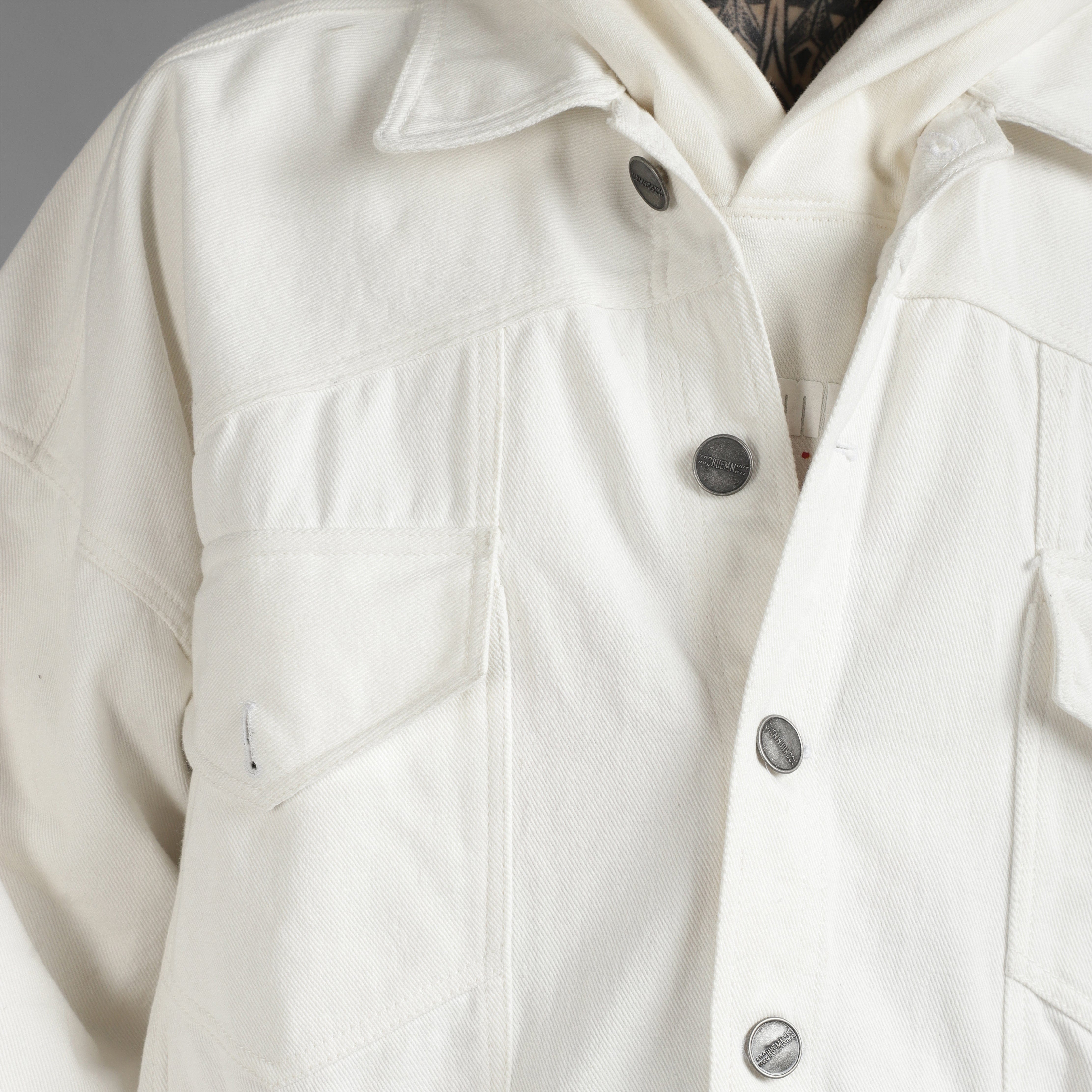 Classic SuperHUEMN Classic Distressed Denim Jacket (White)
