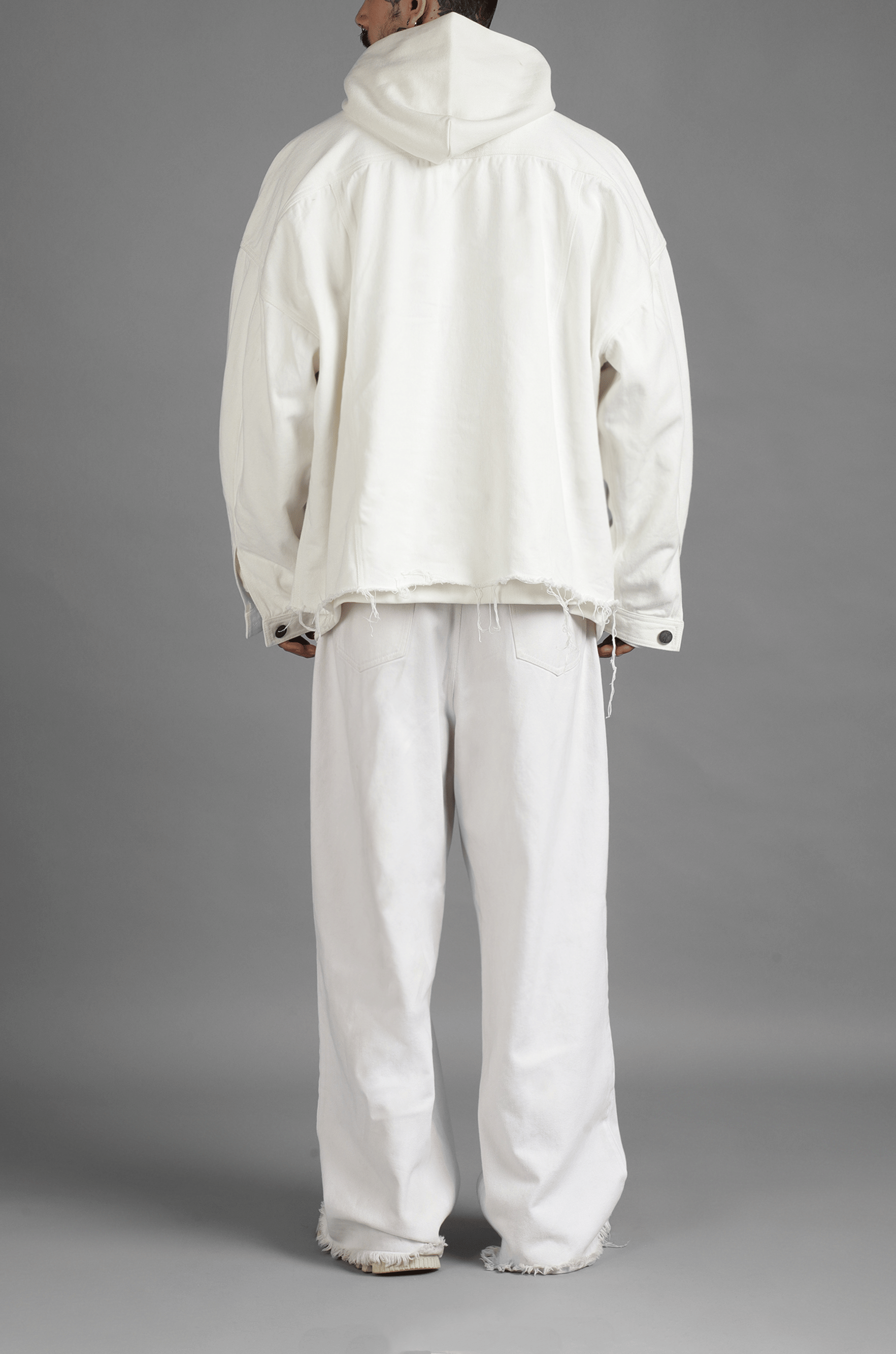 Classic SuperHUEMN Classic Distressed Denim Jacket (White)