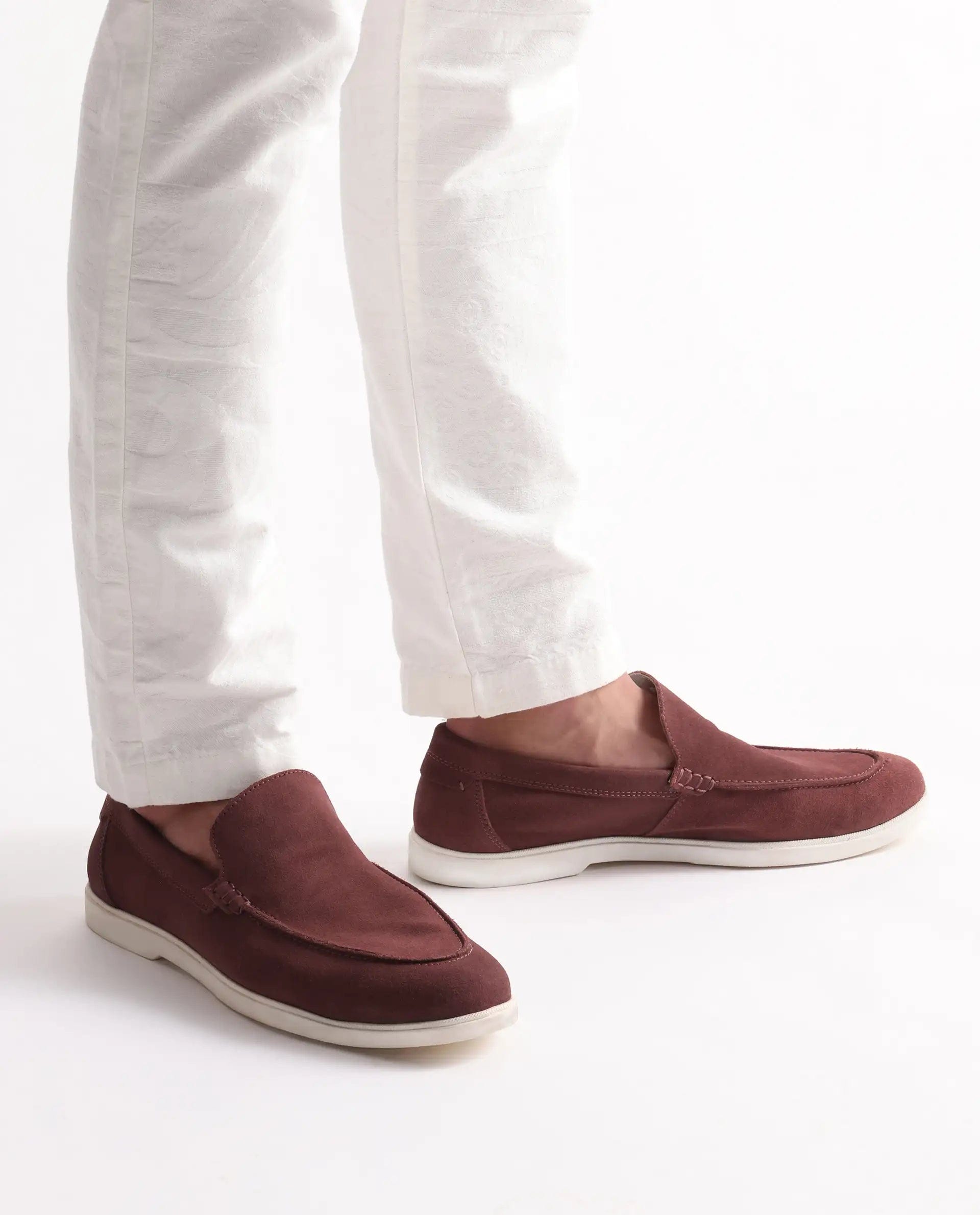 RAREZ Rare Rabbit Men Velour Rust Suede Leather Slip - On Closure Loafer