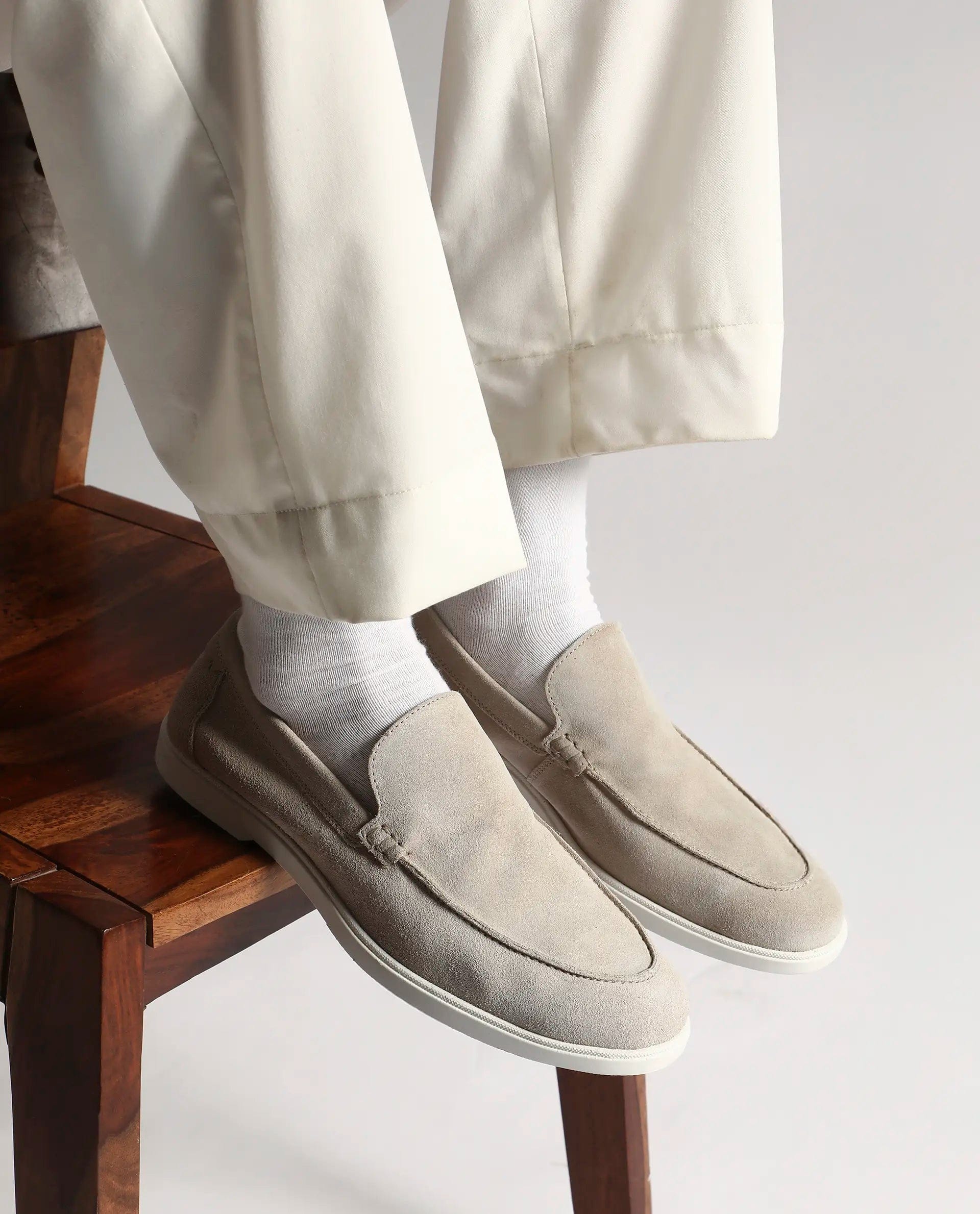 RAREZ Rare Rabbit Men Velour Sand Suede Leather Slip - On Closure Loafer