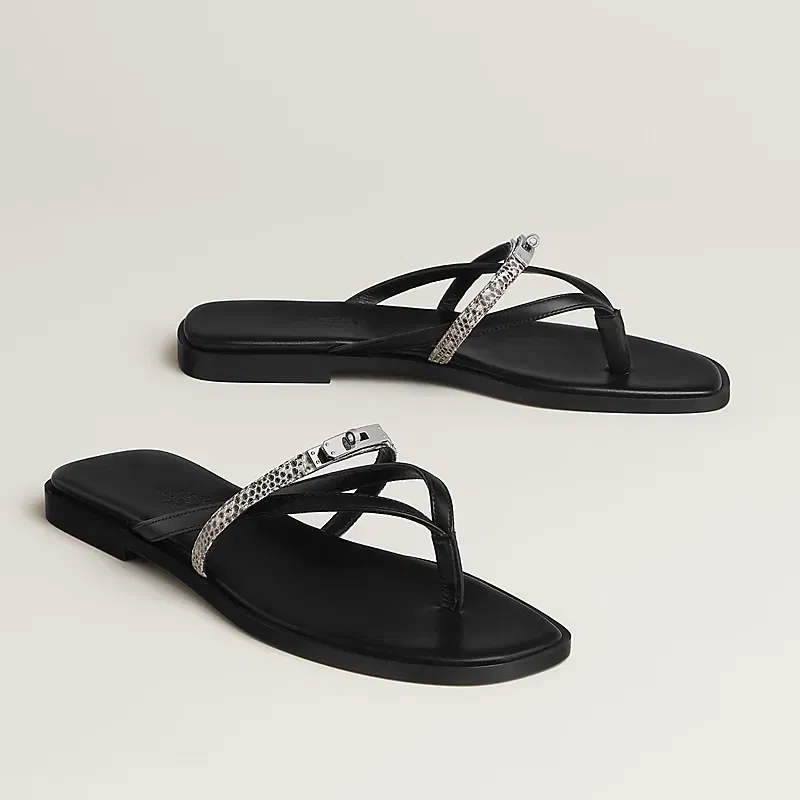 Hermès Miss sandals Noir / Ombre