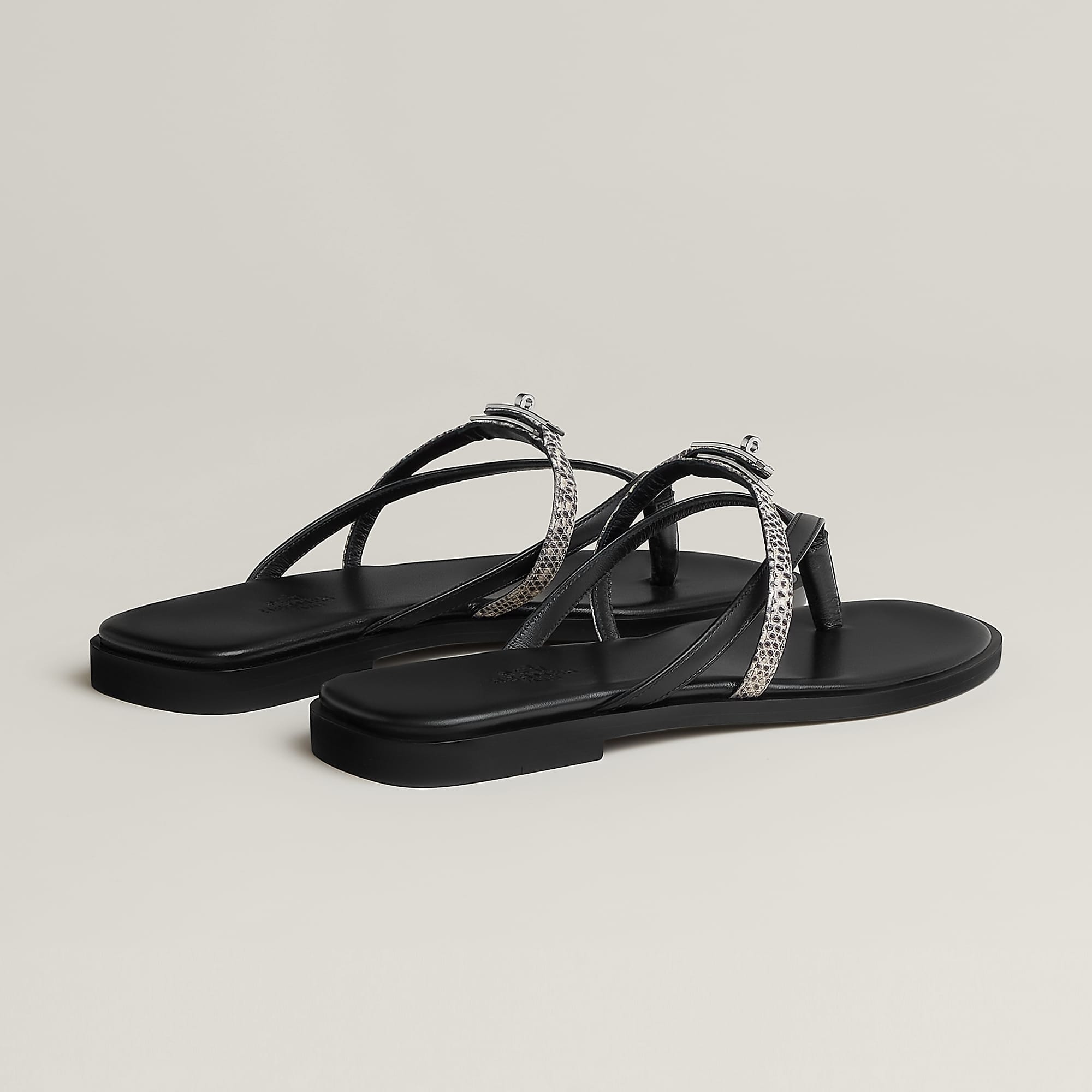 Hermès Miss sandals Noir / Ombre