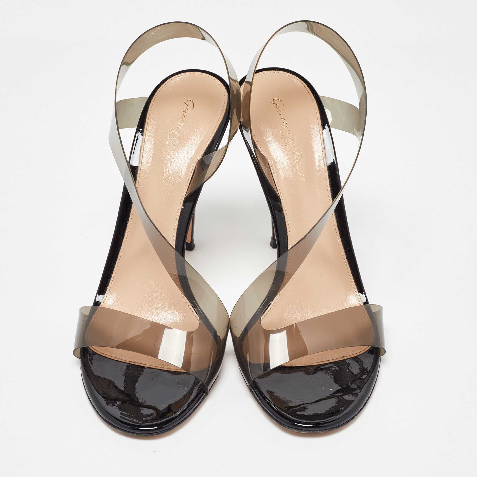 Gianvito Rossi Black Pvc Metropolis Slingback Sandals