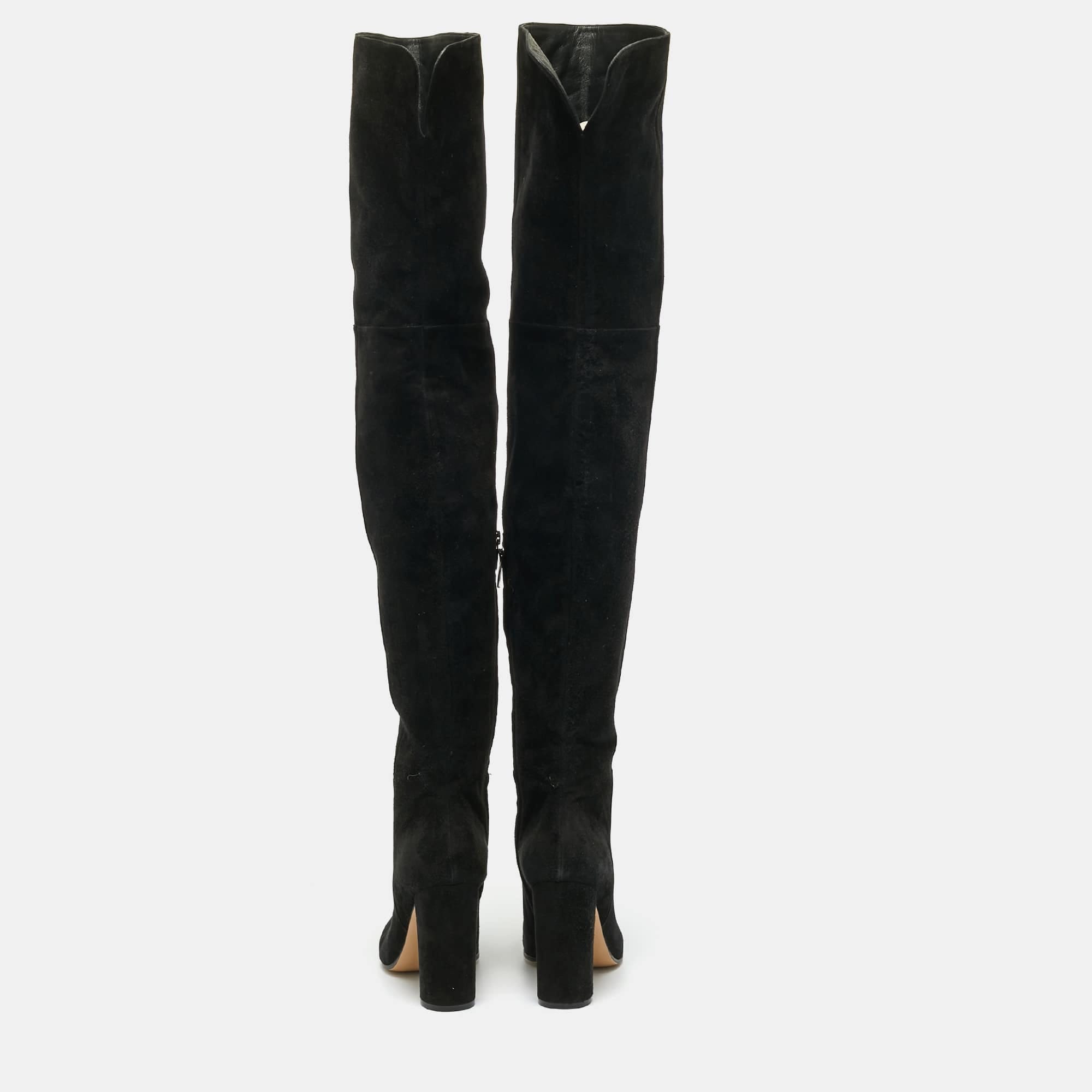 Gianvito Rossi Black Suede Knee Length Boots