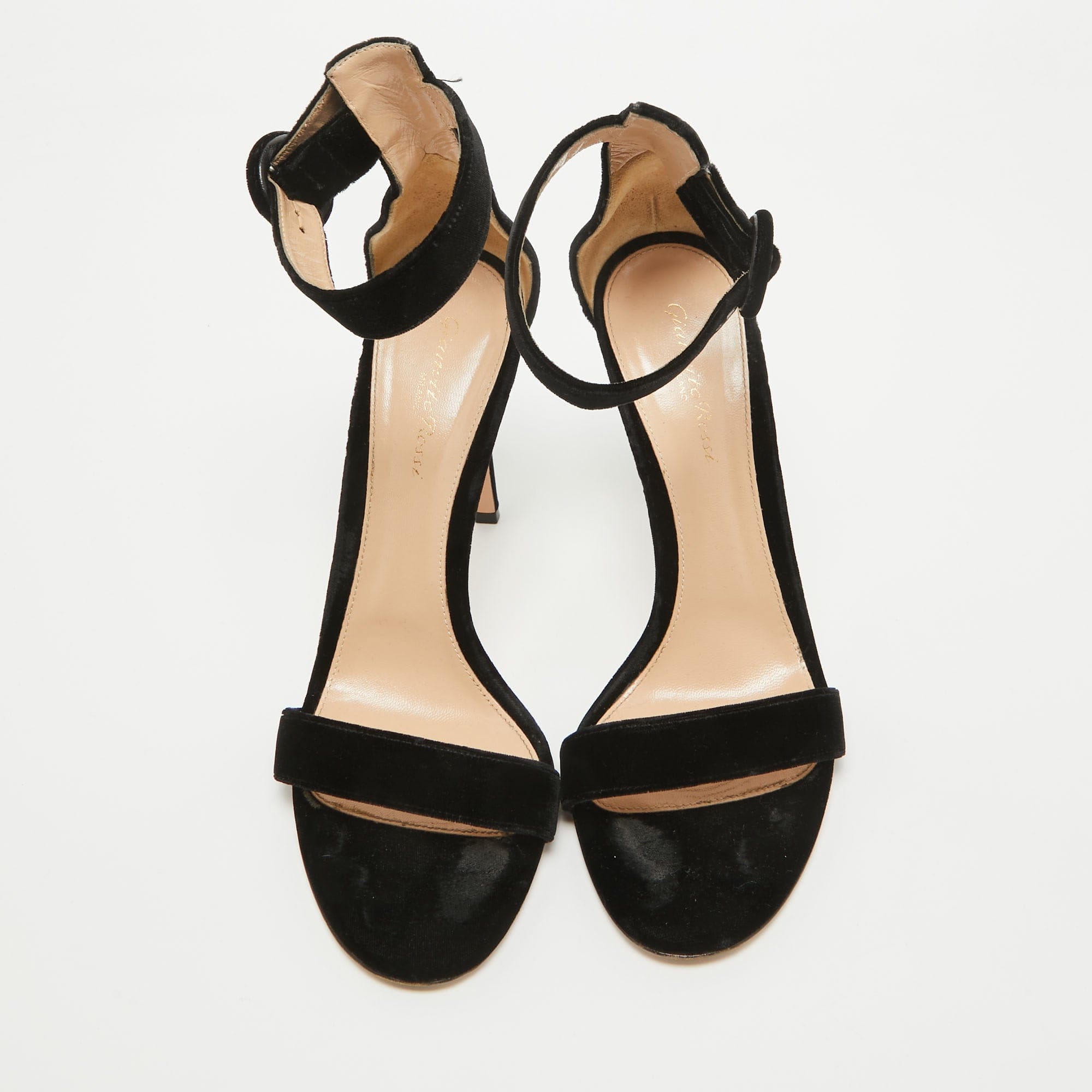 Gianvito Rossi Black Velvet Portofino Sandals