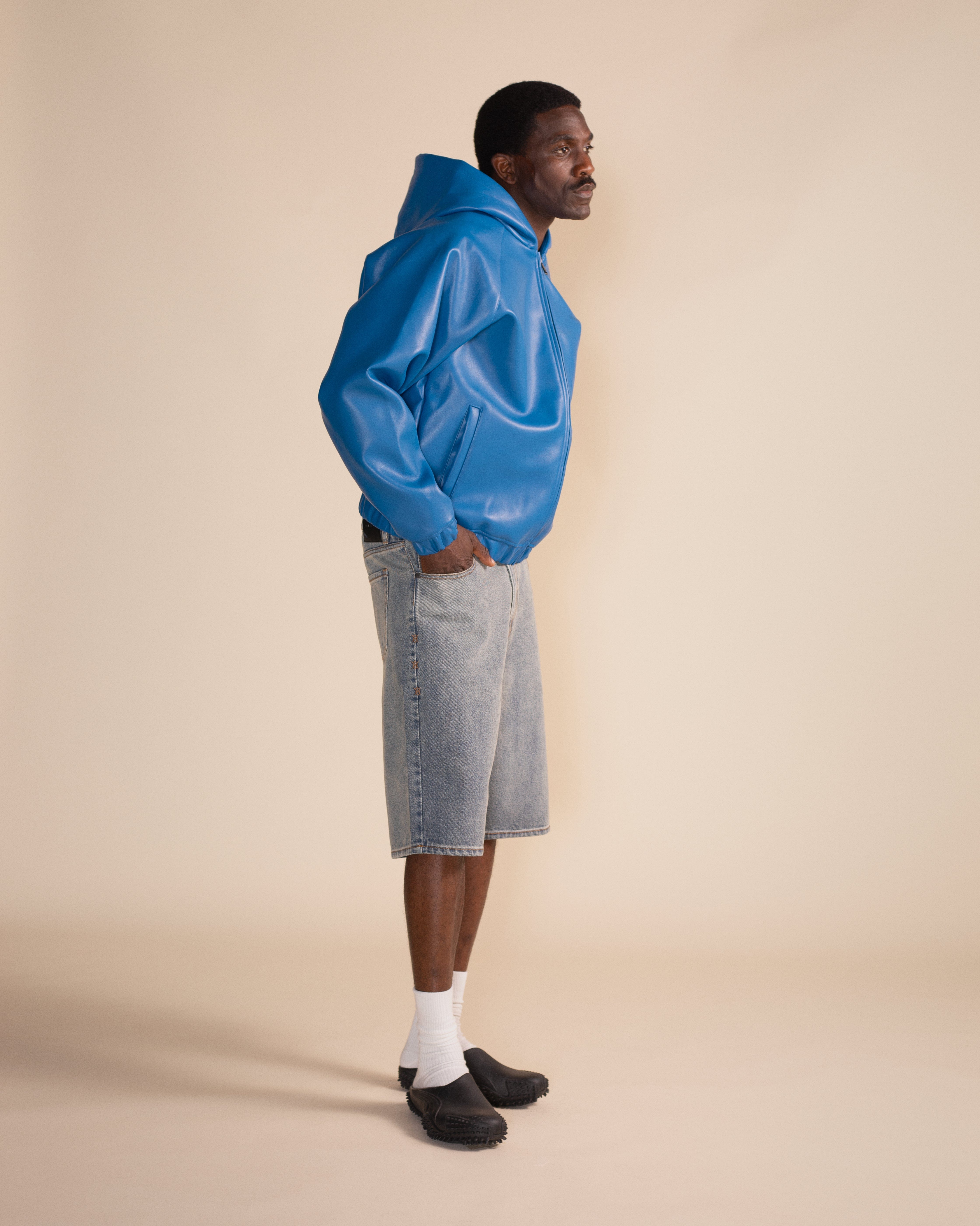 Blue Brilliant Blue PU Scuba Jacket