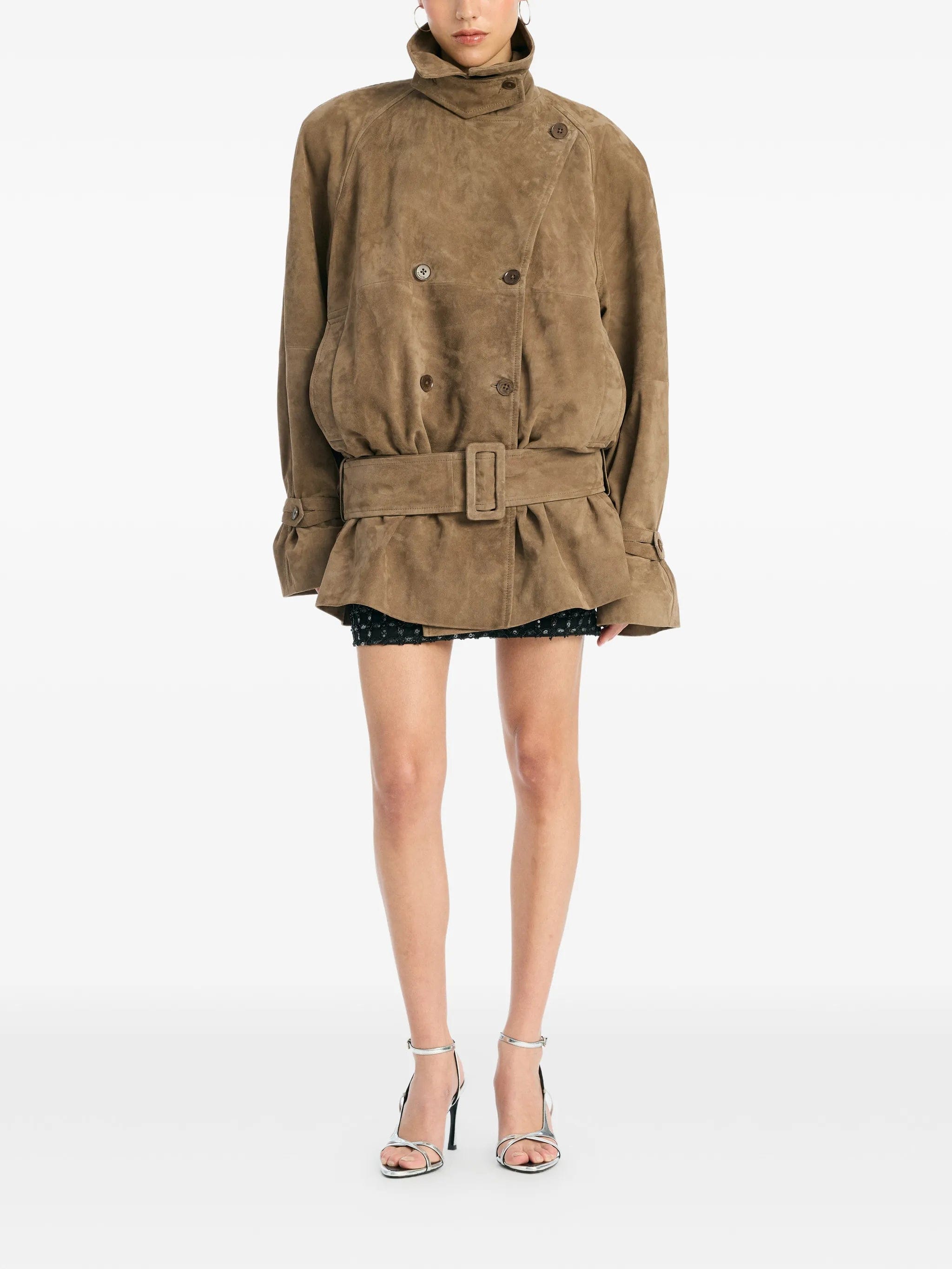 Rotate Birger Christensen belted oversize suede jacket