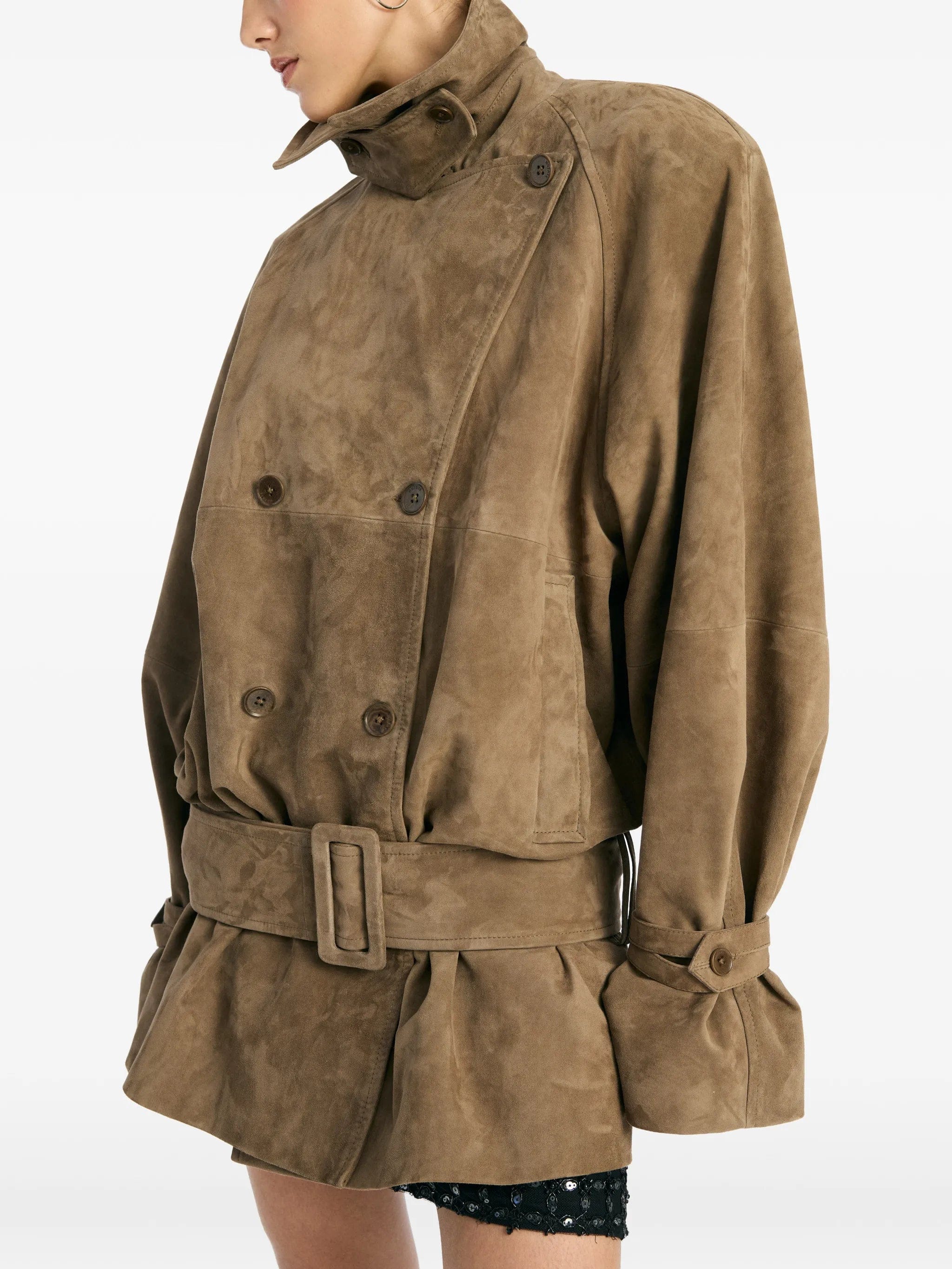 Rotate Birger Christensen belted oversize suede jacket