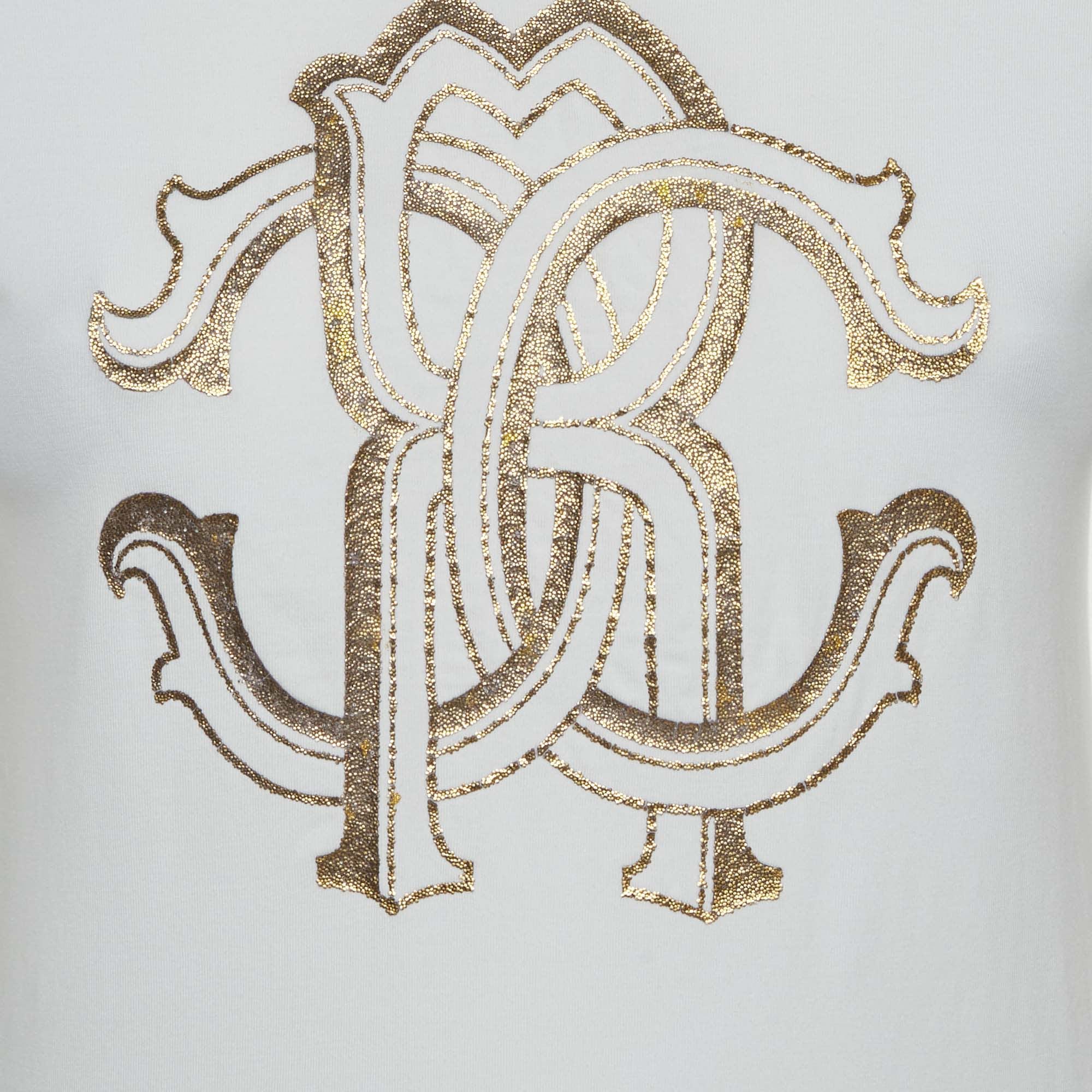 Roberto Cavalli White Logo Graphic Jersey Knit T - Shirt