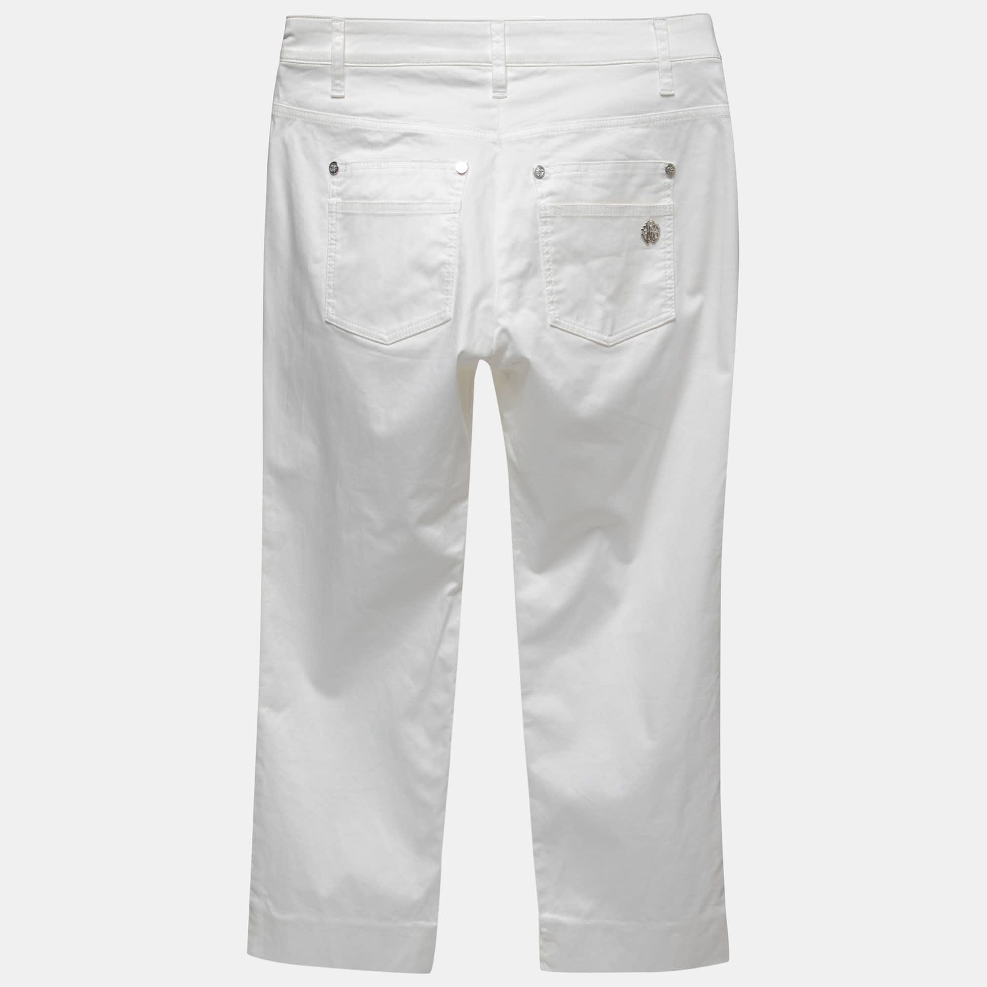 Roberto Cavalli White Cotton Capri Pants