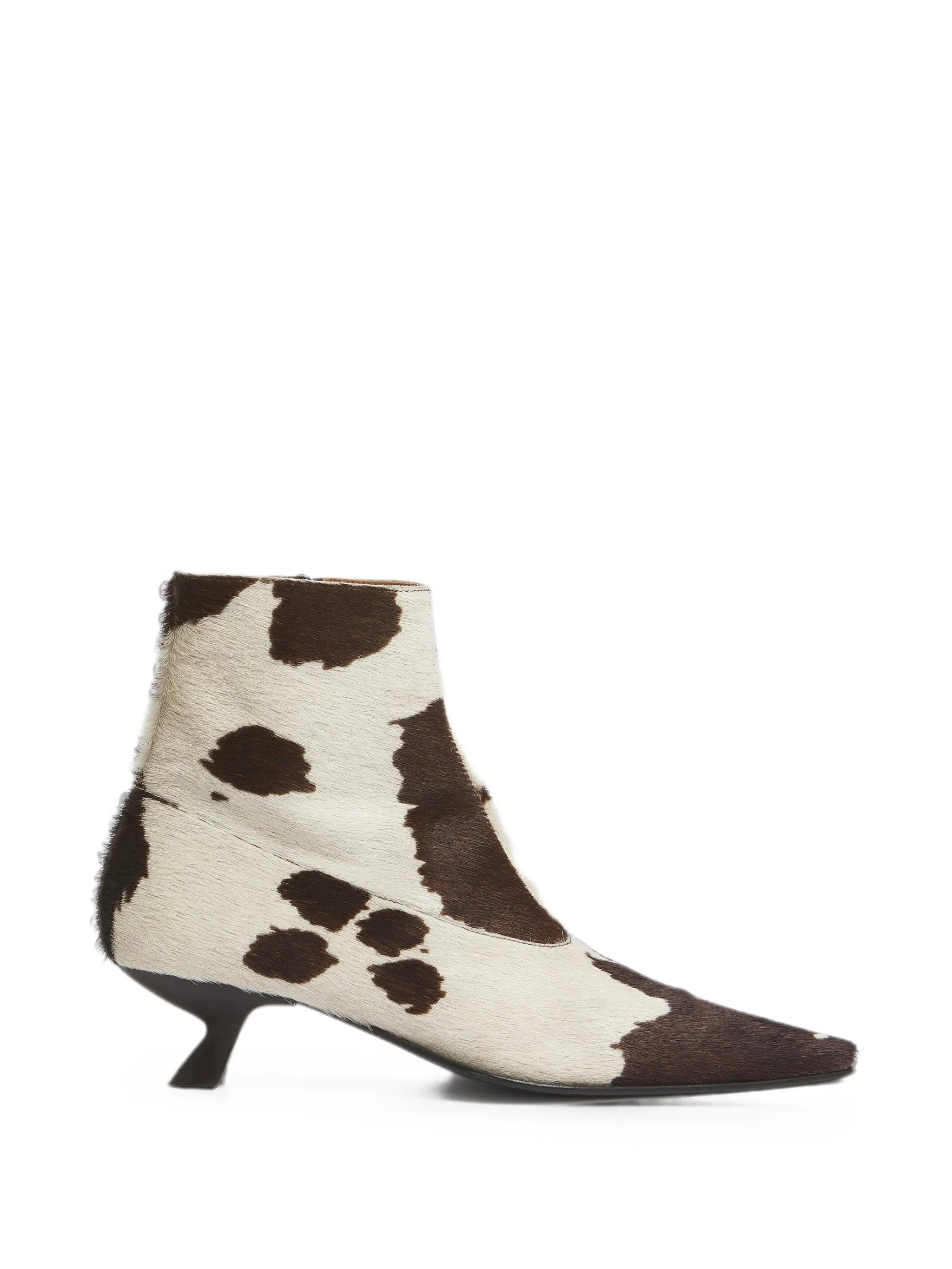Marni white and brown cow - print ponyhair Cindi boots