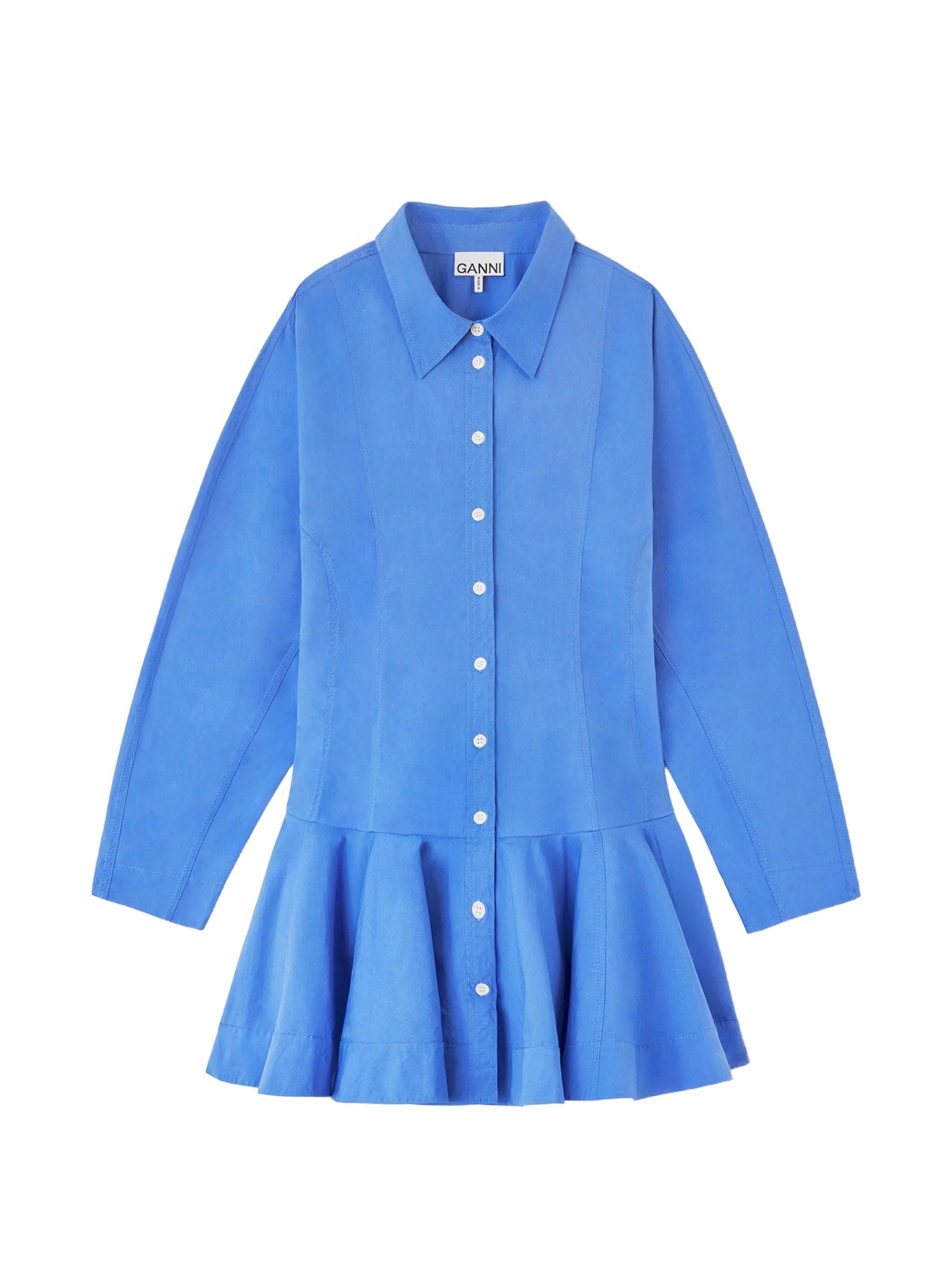 GANNI shirt dress in blue cotton