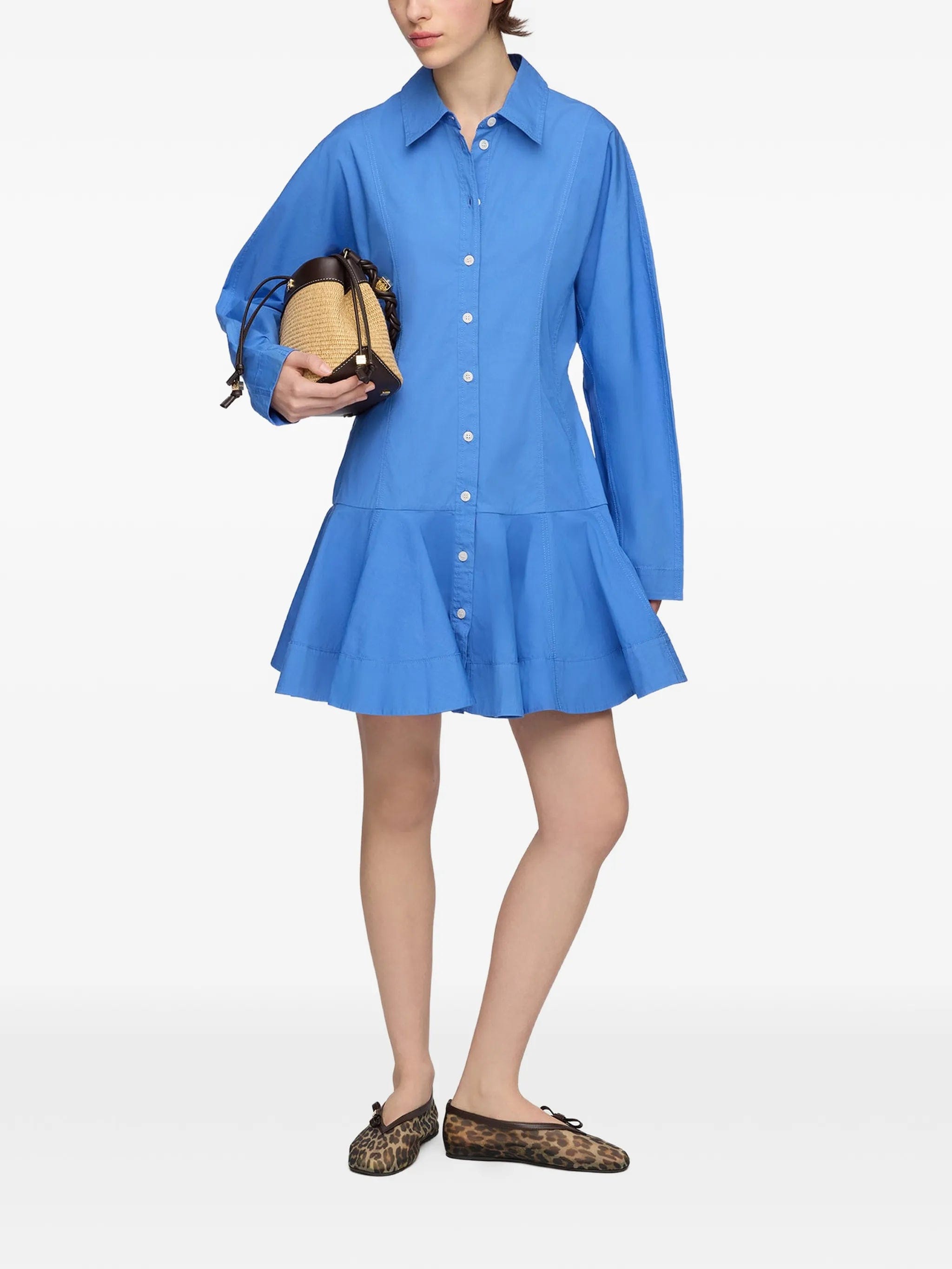 GANNI shirt dress in blue cotton