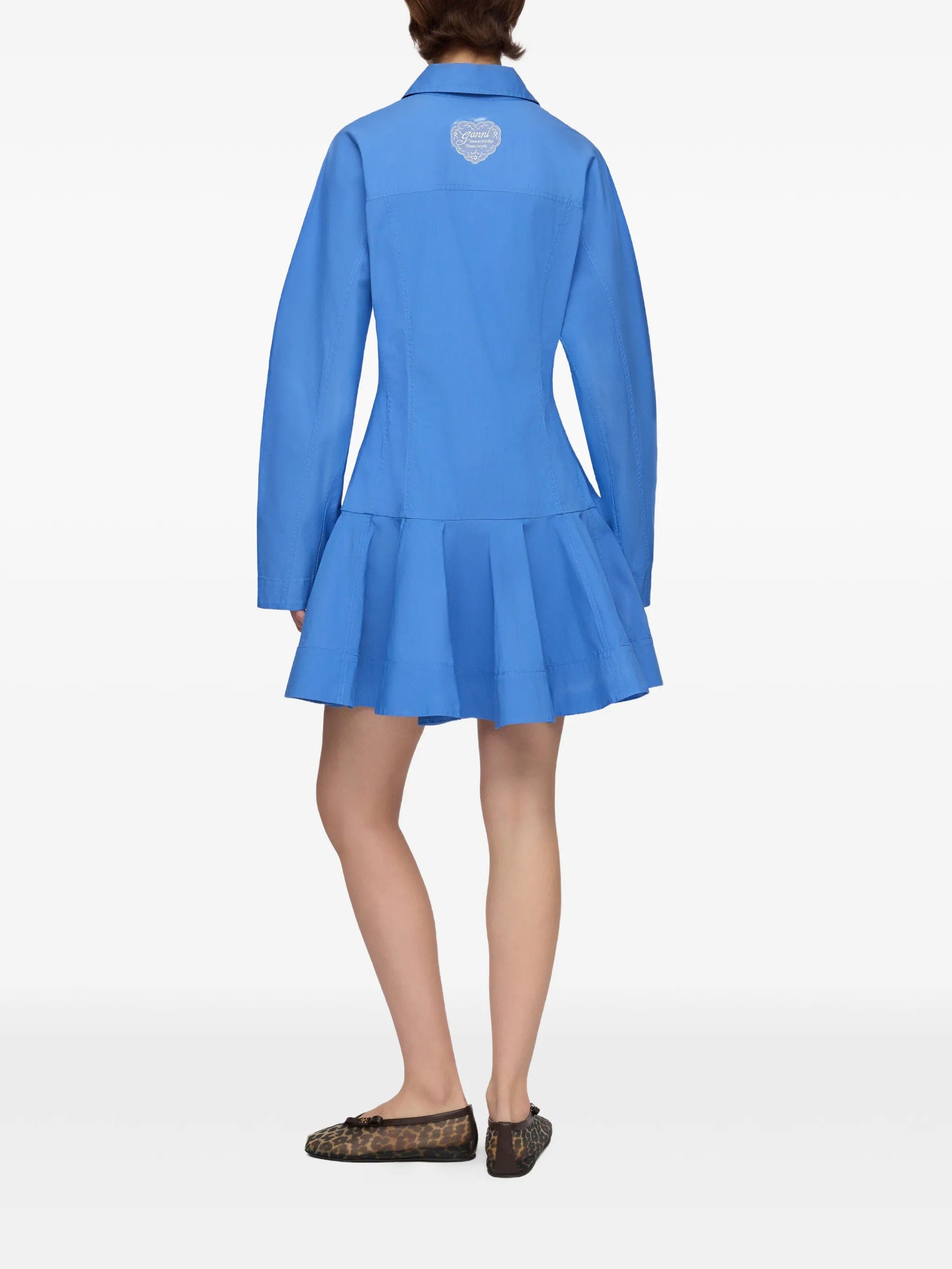 GANNI shirt dress in blue cotton
