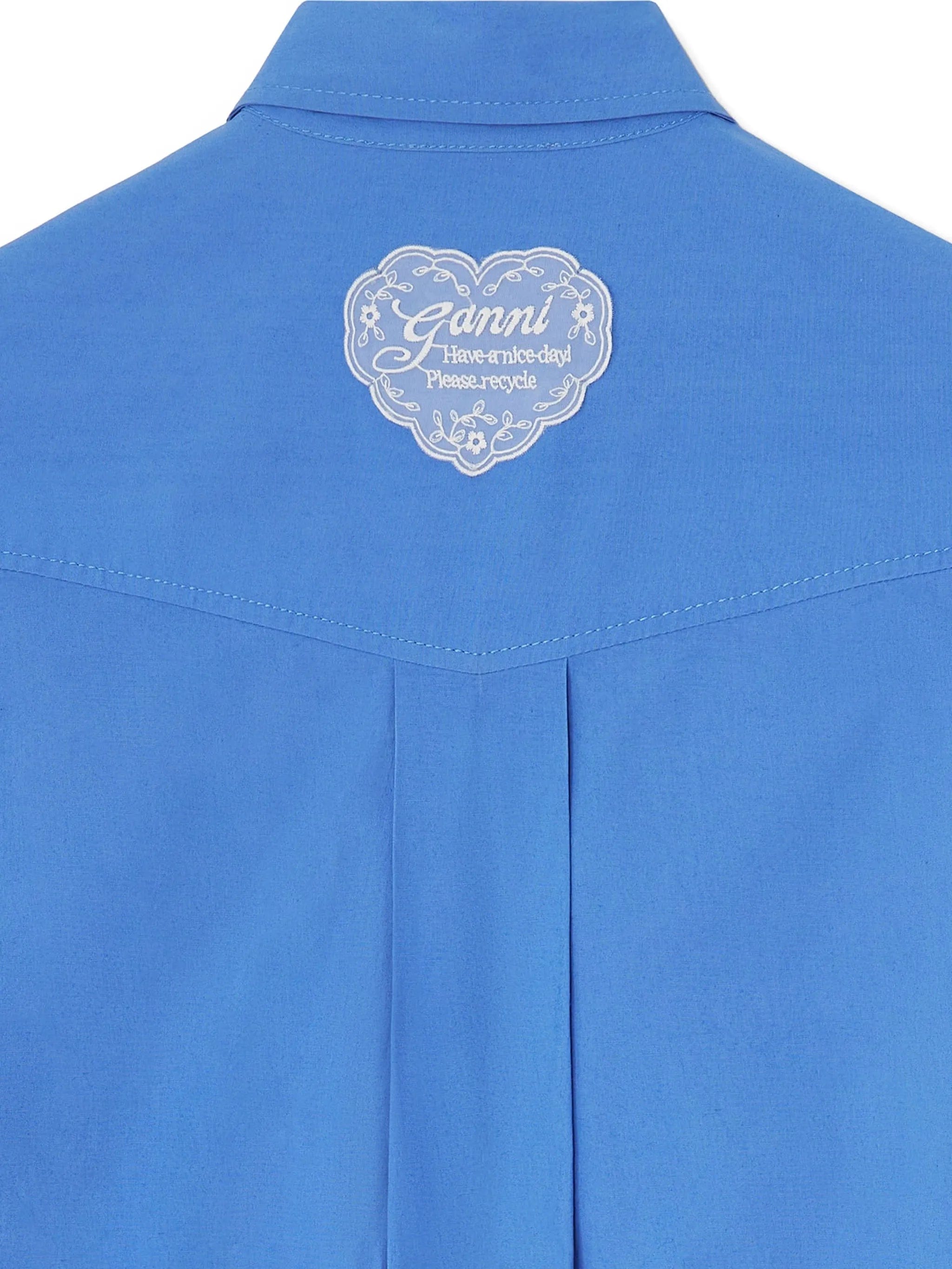GANNI shirt dress in blue cotton