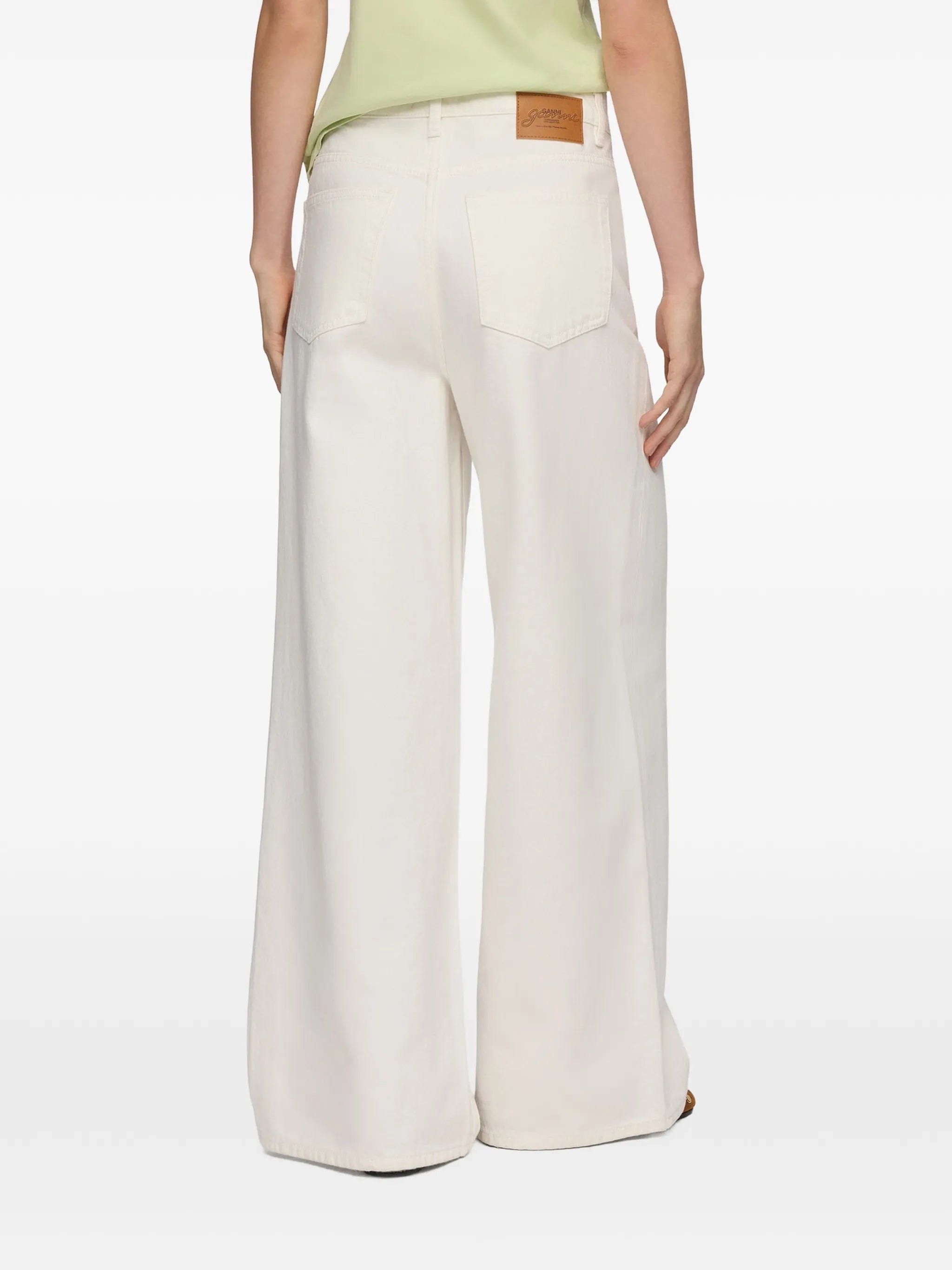 GANNI lace - trim straight - leg jeans