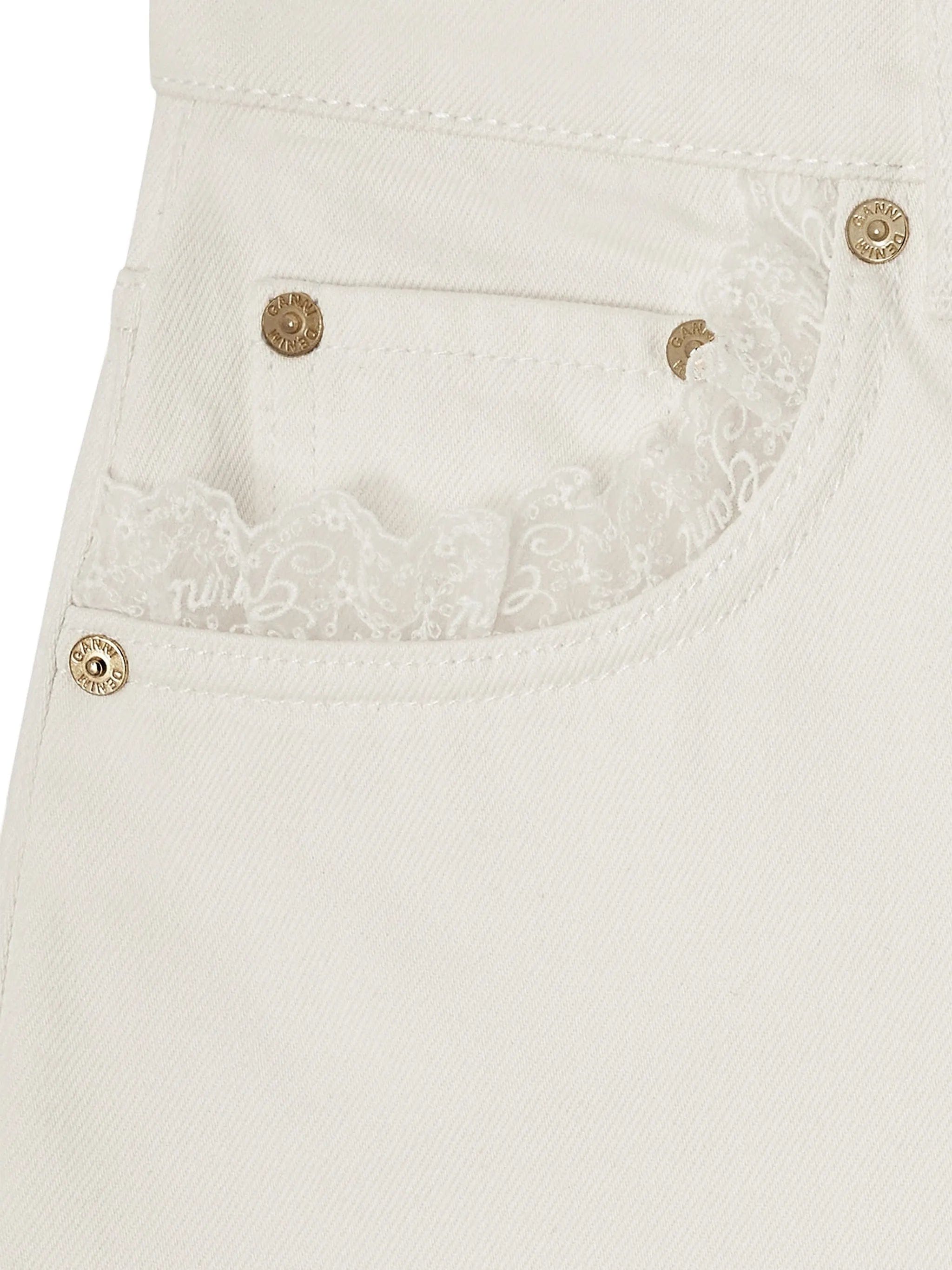 GANNI lace - trim straight - leg jeans