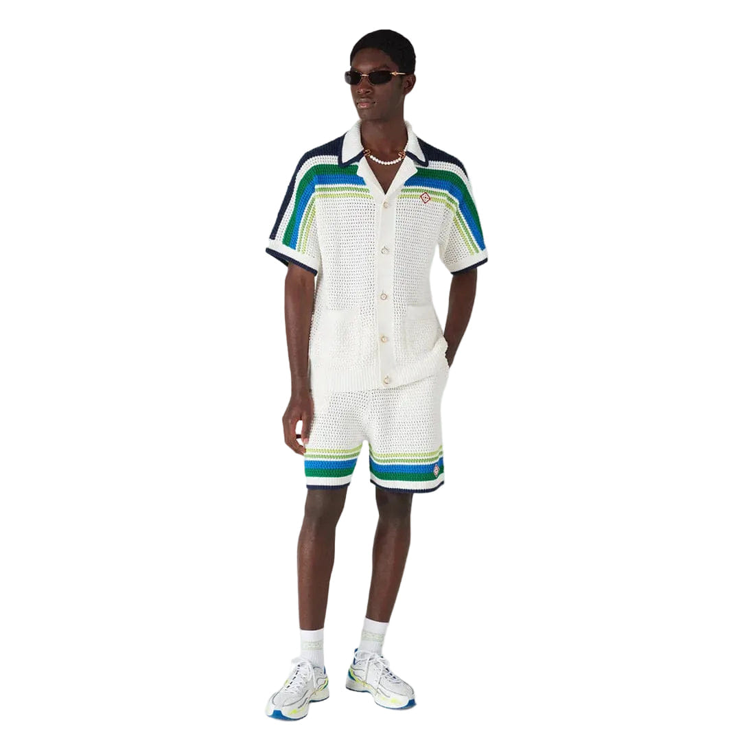 Casablanca Stripe Knit Short White Blue