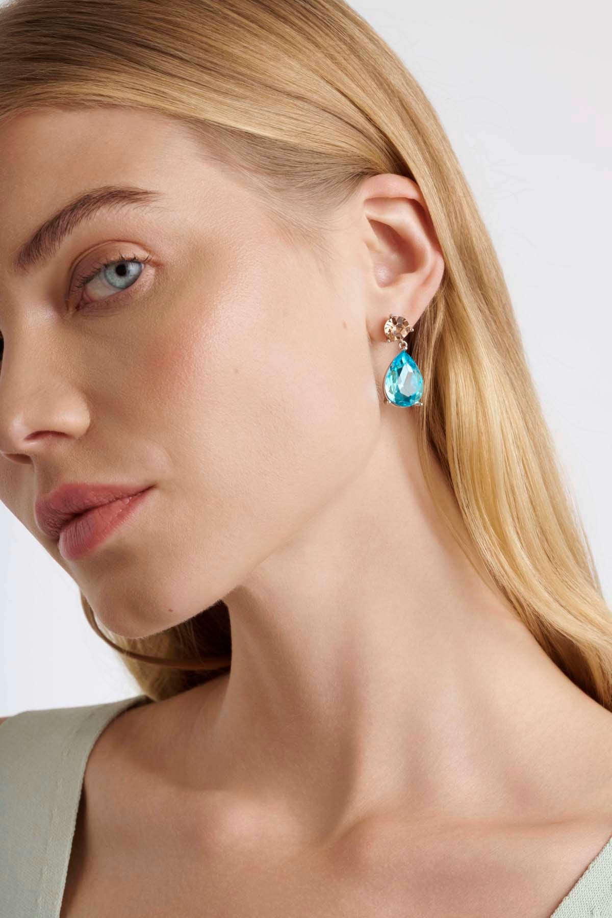 Ted Baker Teaire Crystal Teardrop Earrings Peach