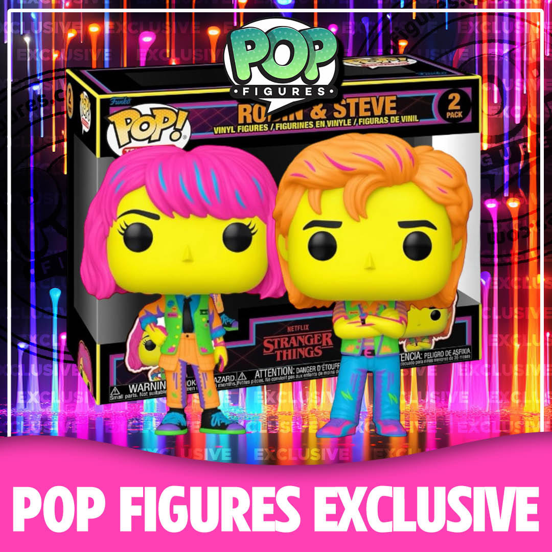 Stranger Things Robin & Steve (Blacklight) 2 Pack Funko Pop! - Stranger Things - Pop Figures Exclusive