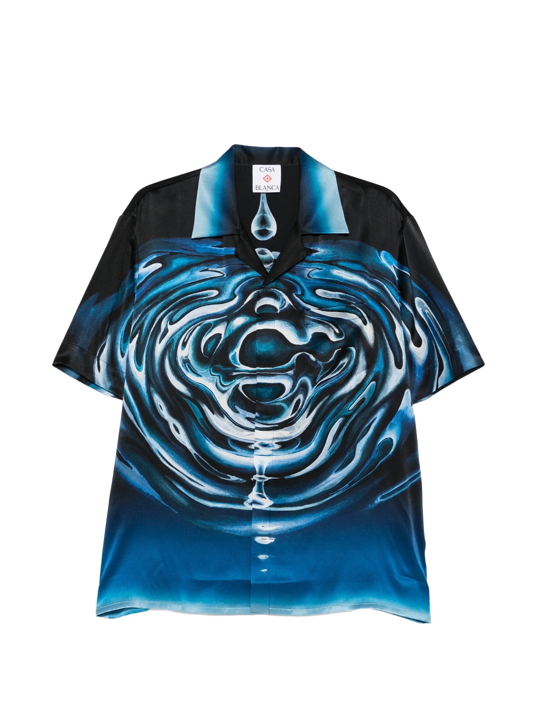 Casablanca ripple cuban collar shirt