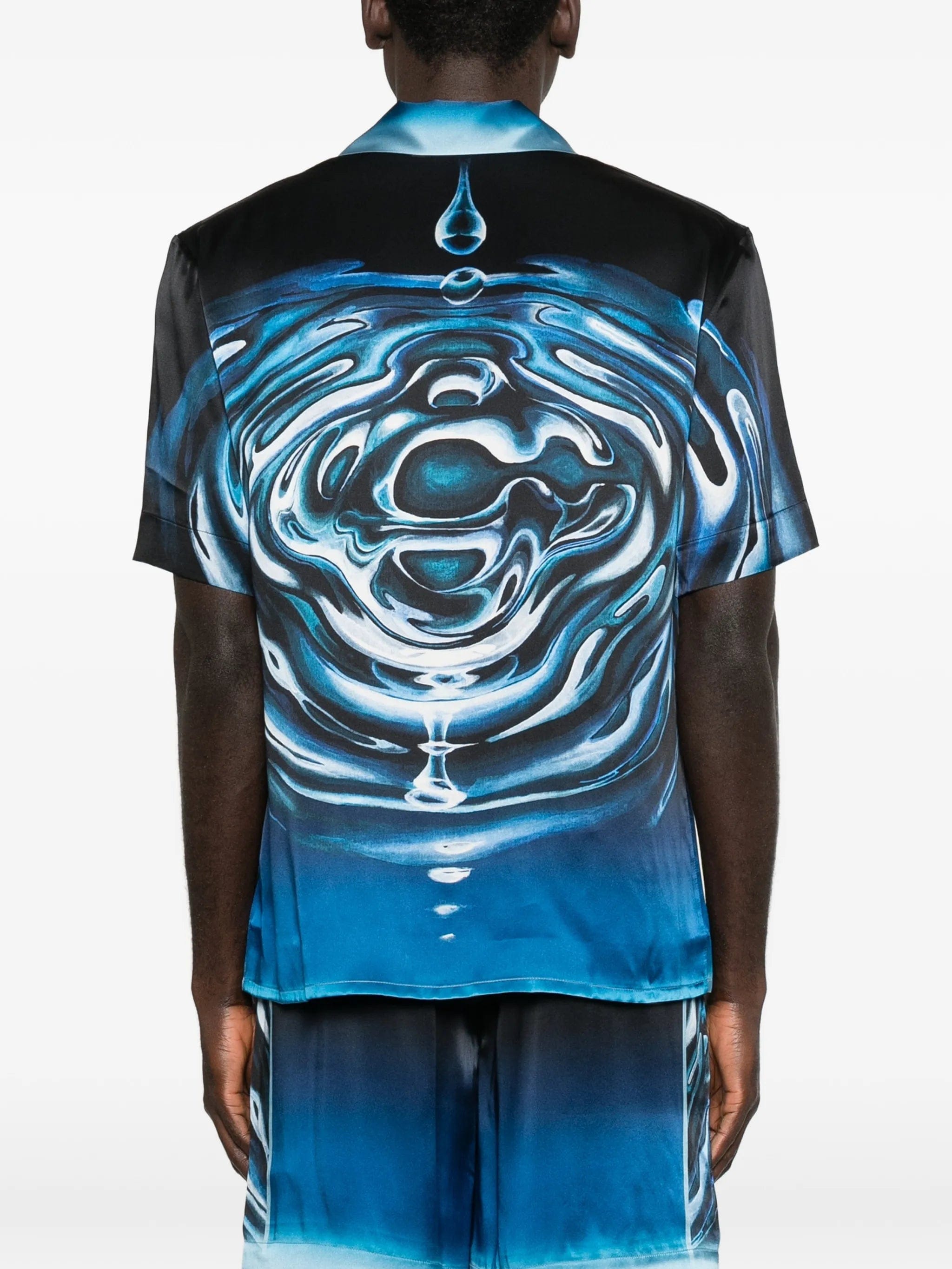 Casablanca ripple cuban collar shirt