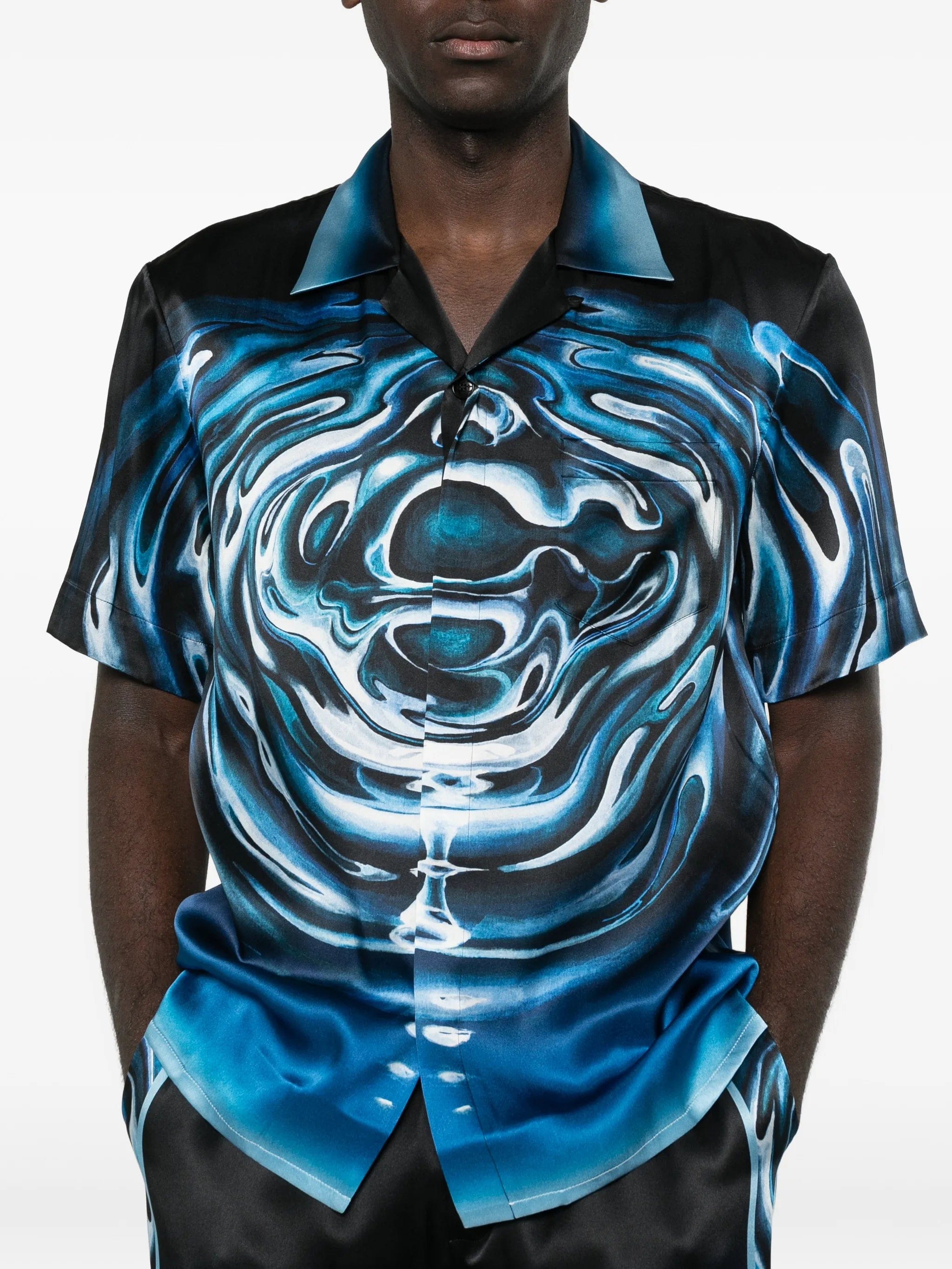 Casablanca ripple cuban collar shirt