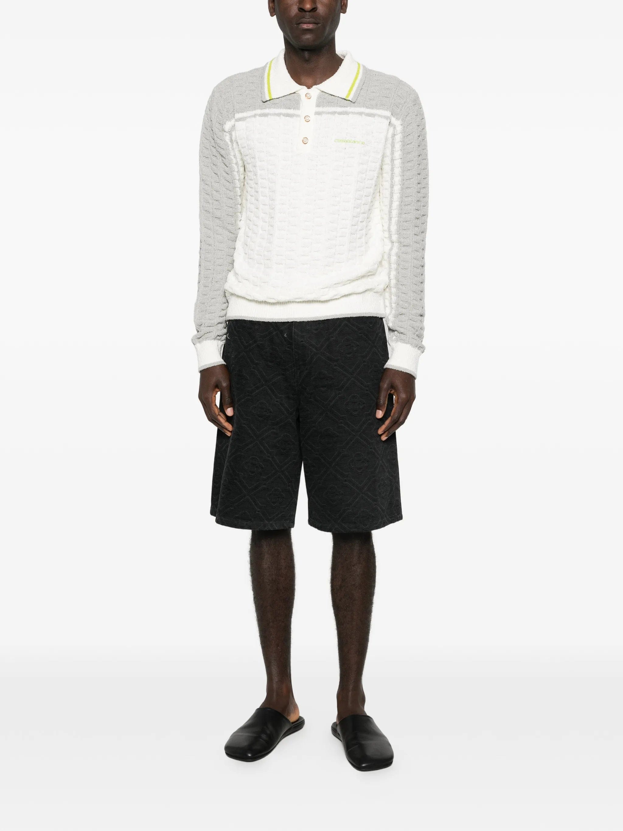 Casablanca long - sleeve boucle polo shirt