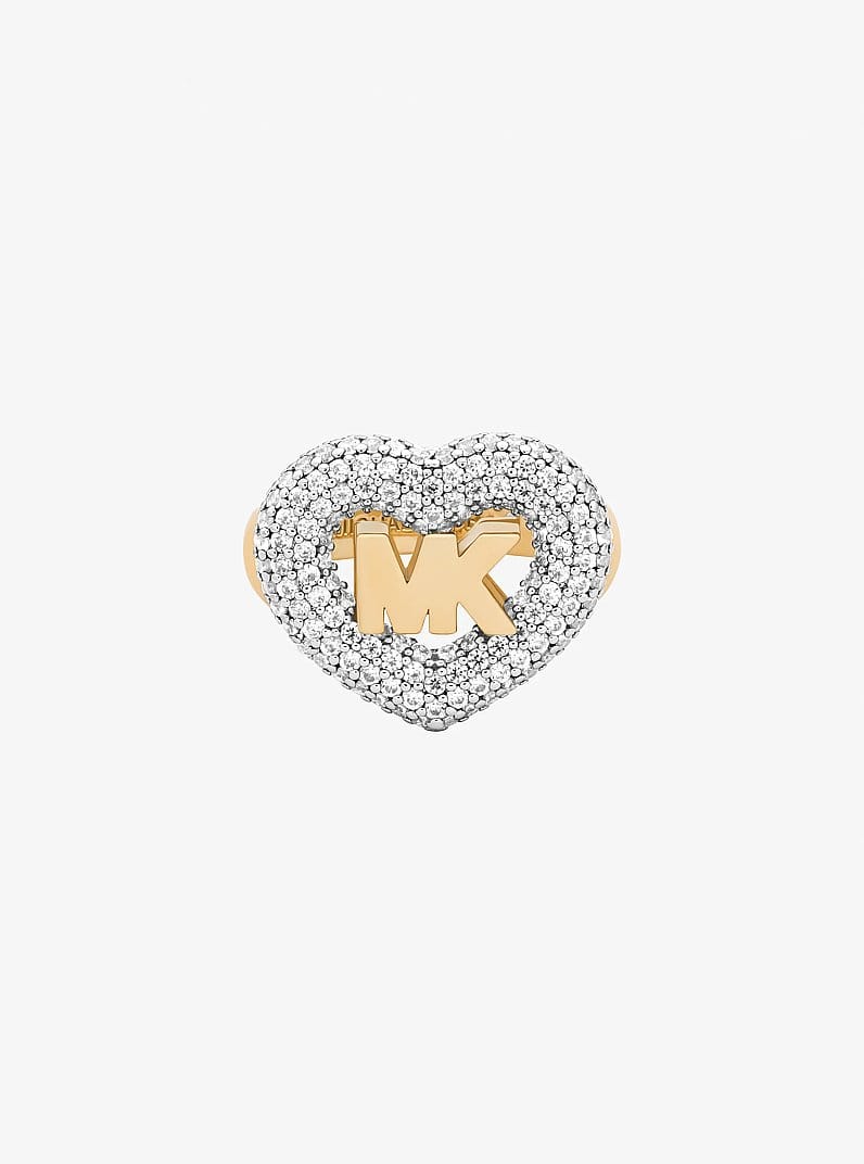Logo and Pavé Heart Ring