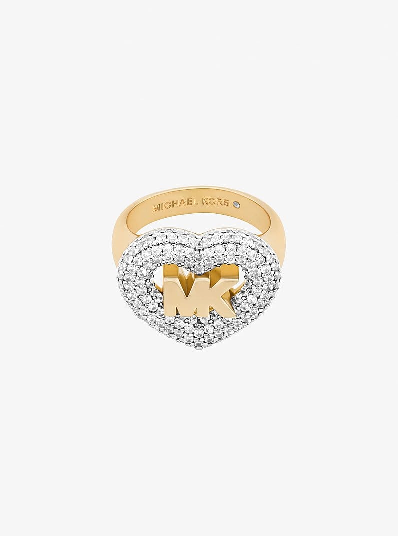 Logo and Pavé Heart Ring