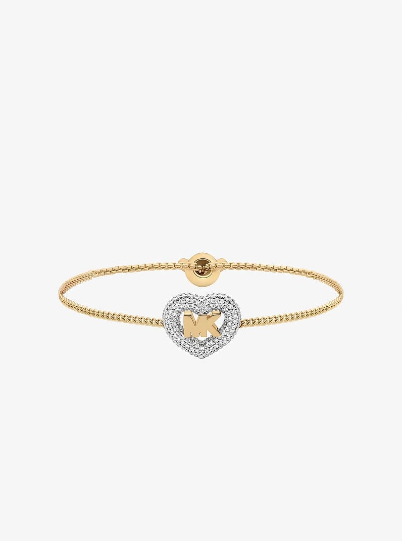 Pavé Heart and Logo Slider Bracelet