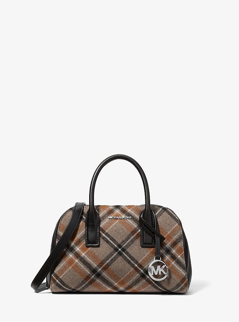 Ashton Small Plaid Print Wool Blend Messenger Bag