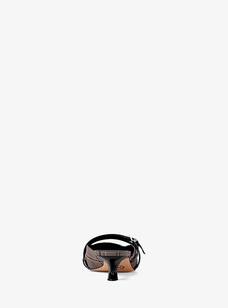 Yvette Plaid Print Kitten Mule