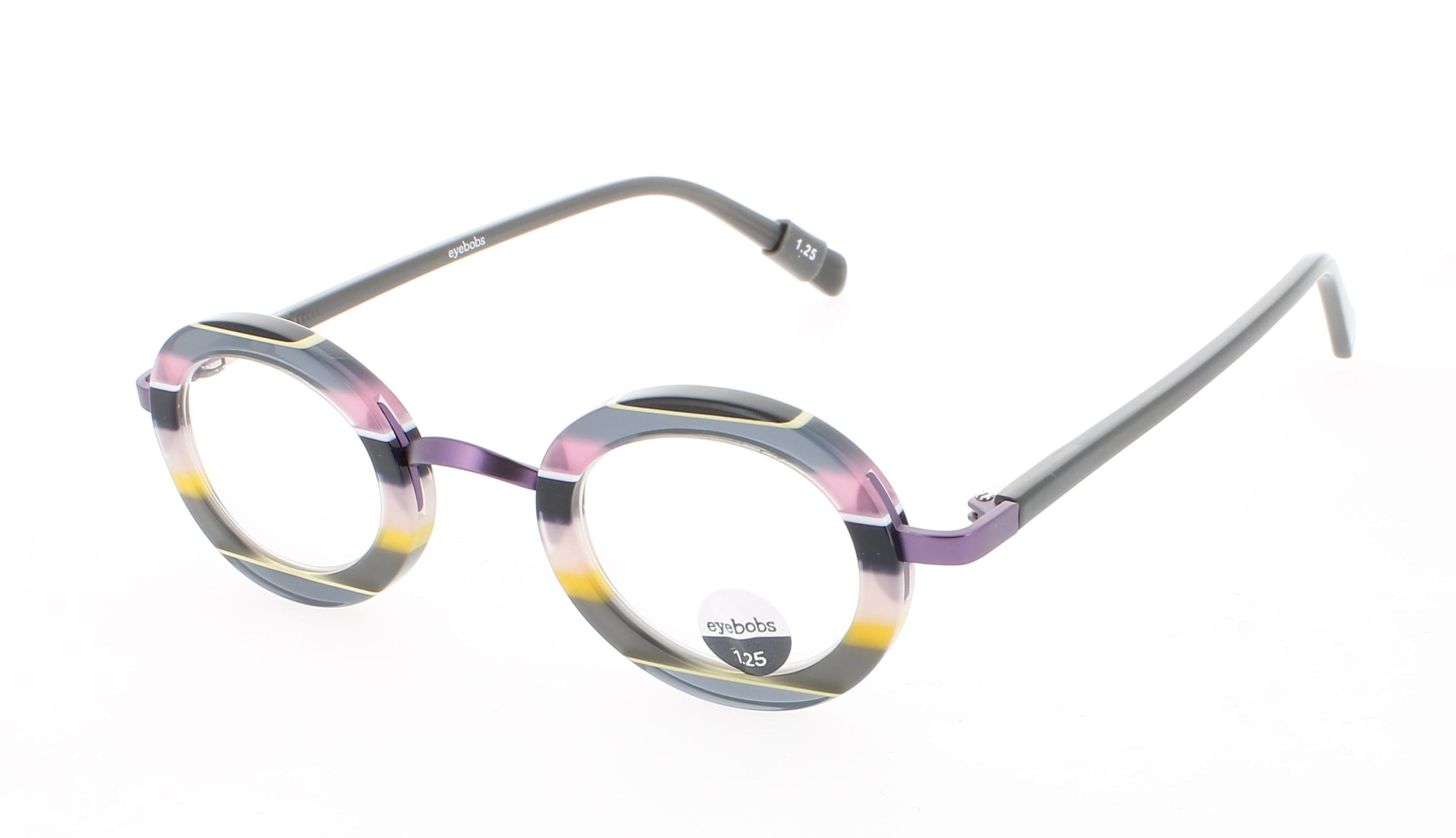 Eyebobs Optical Glasses PINK AND YELLOW MULTI STRIPE/GREY
