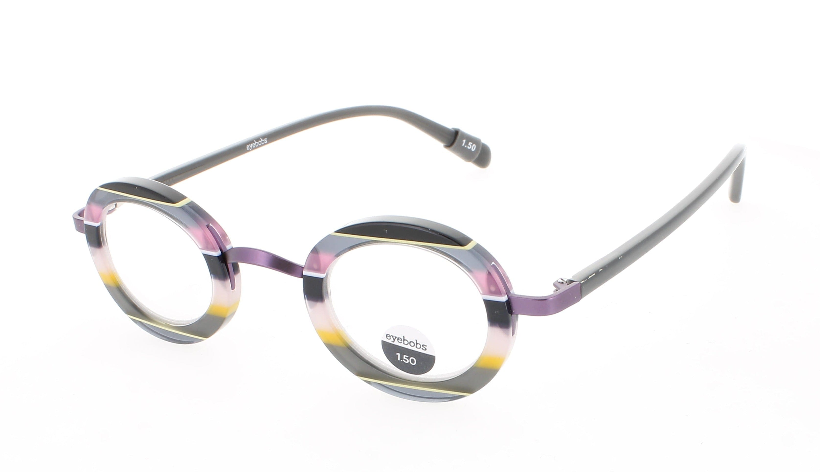 Eyebobs Optical Glasses PINK AND YELLOW MULTI STRIPE/GREY