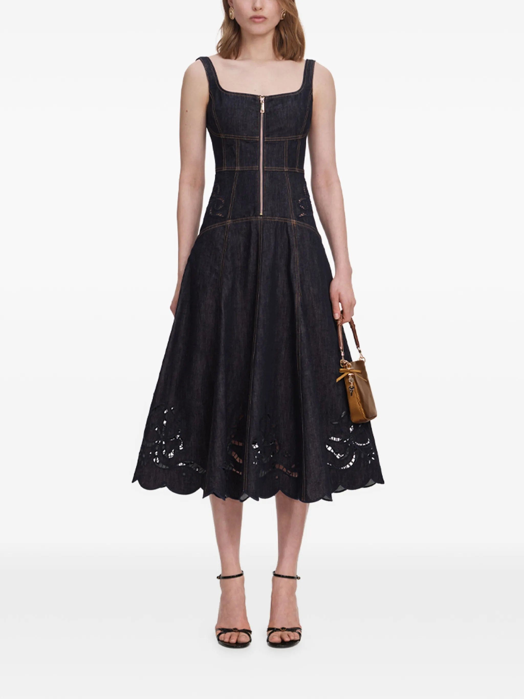 Self-Portrait broderie - anglaise flared - hem midi dress