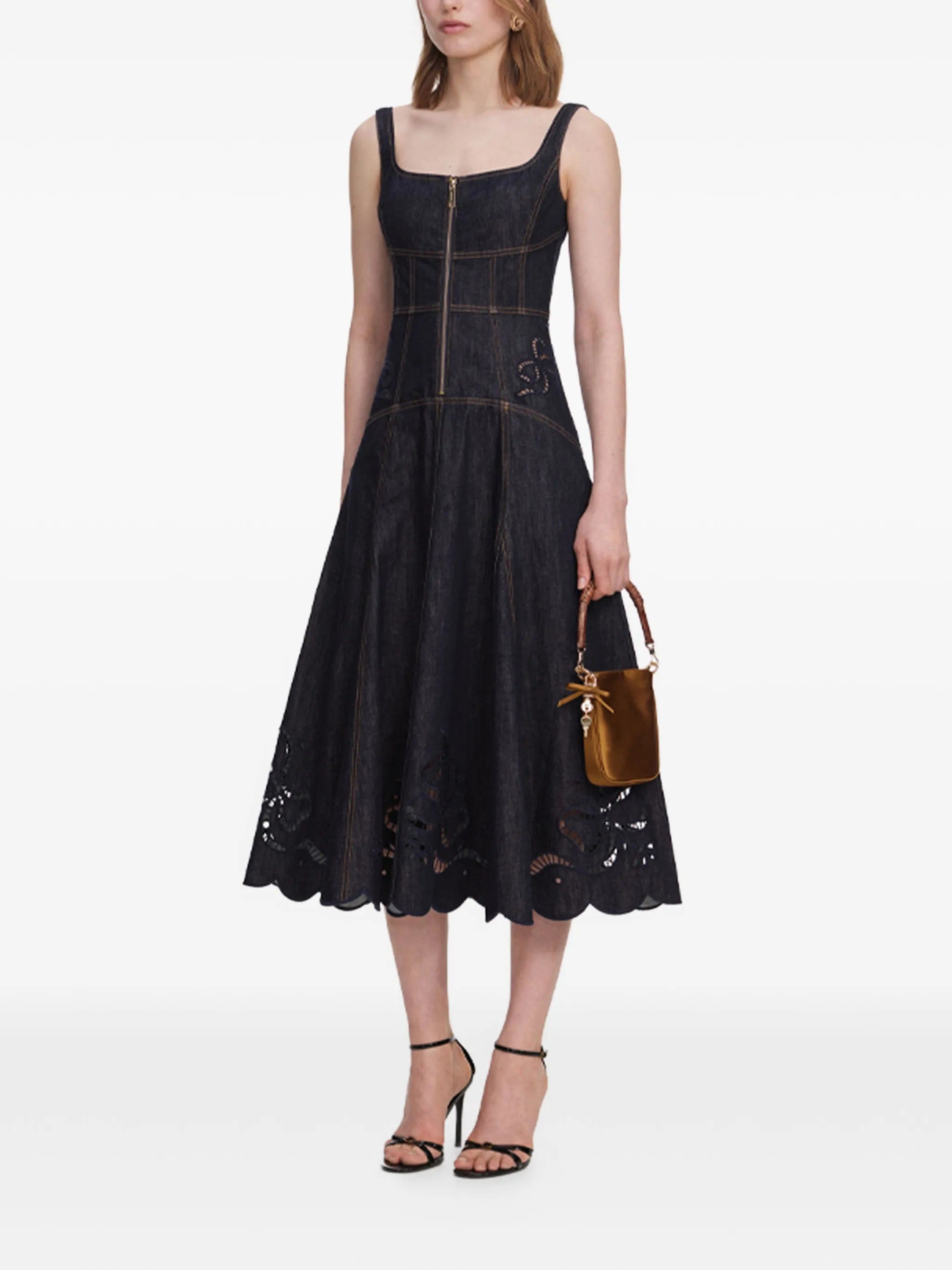 Self-Portrait broderie - anglaise flared - hem midi dress