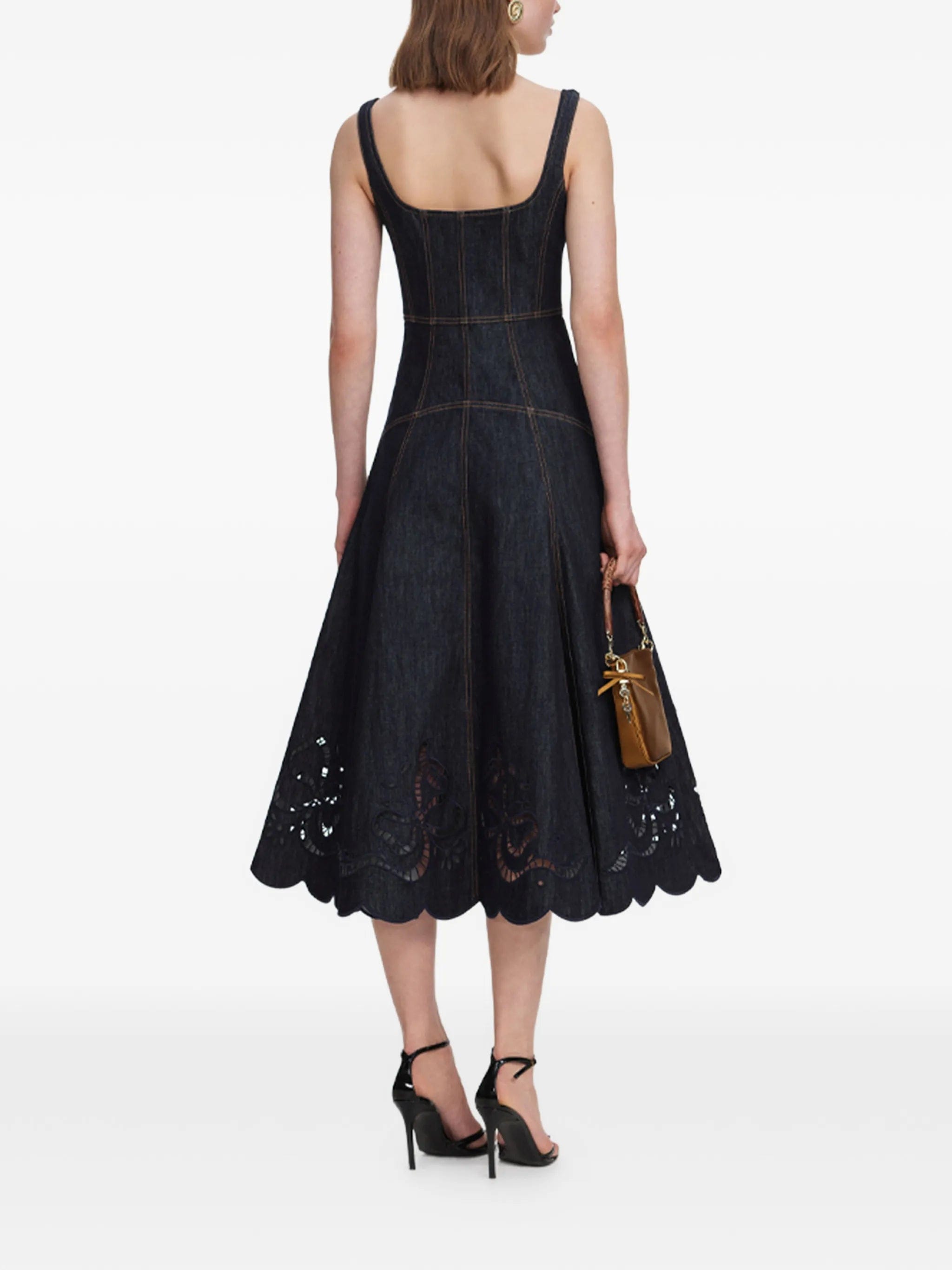 Self-Portrait broderie - anglaise flared - hem midi dress