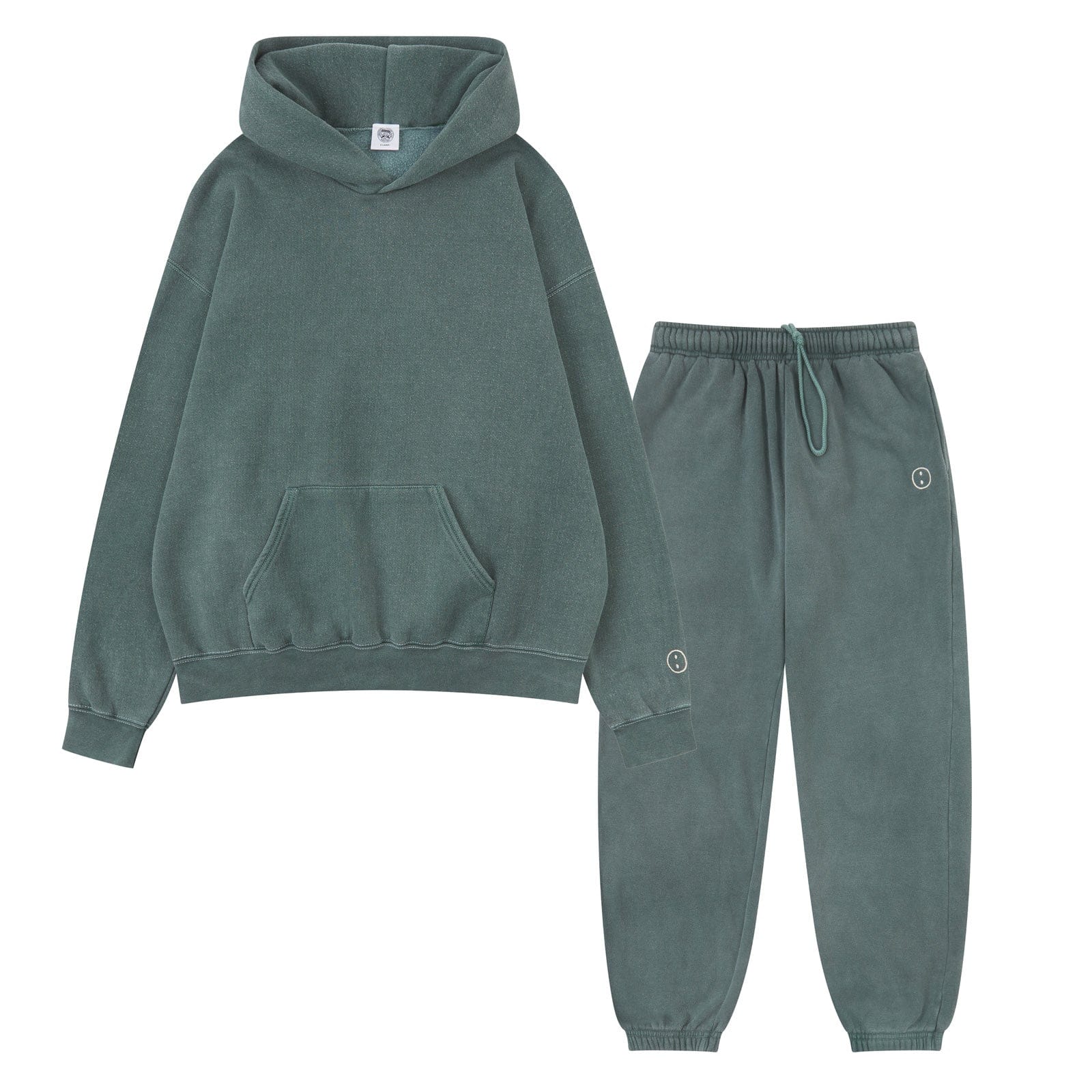Essentials Vintage Washed Hoodie & Jogger Set - Forest
