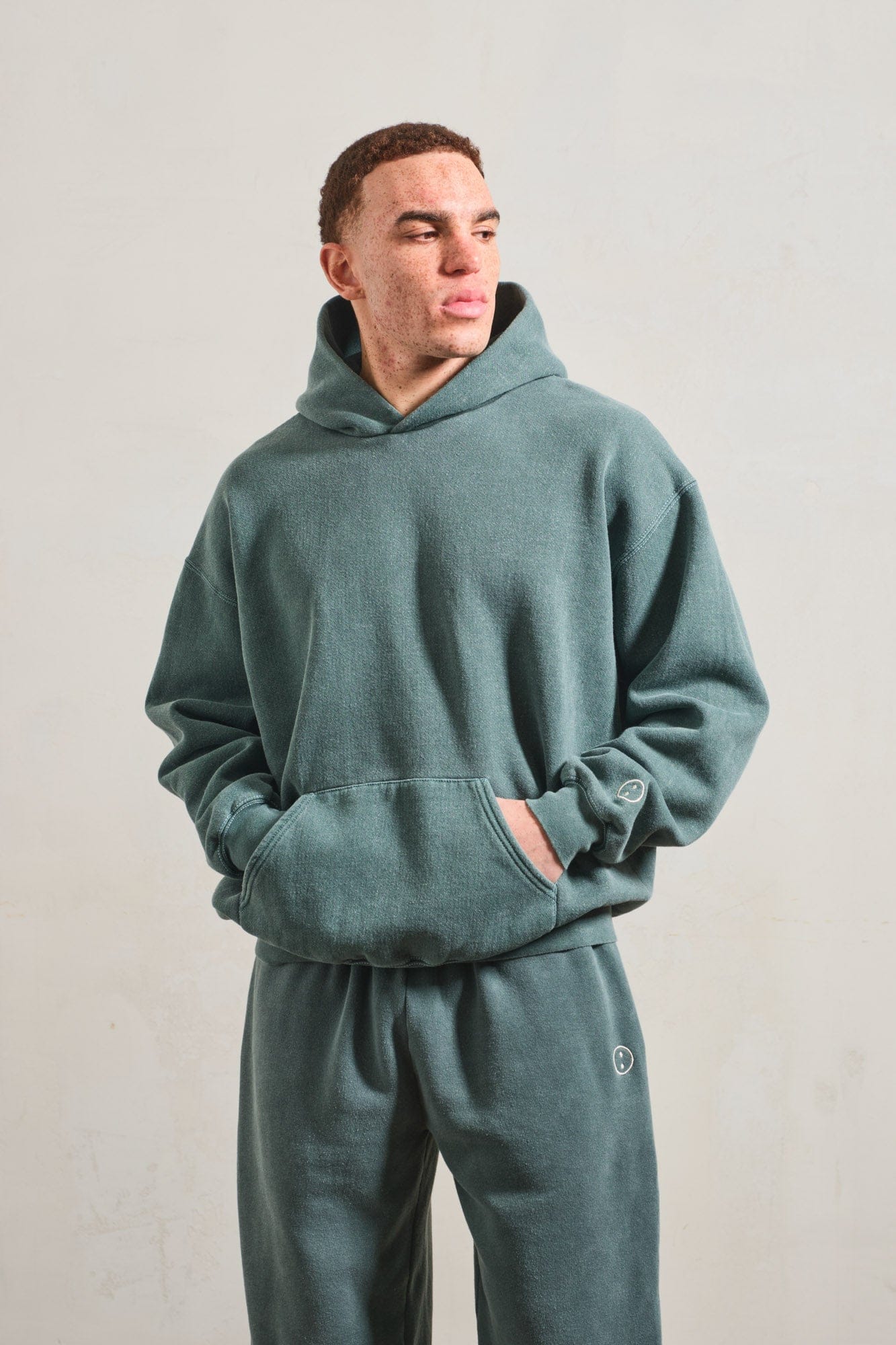 Essentials Vintage Washed Hoodie & Jogger Set - Forest