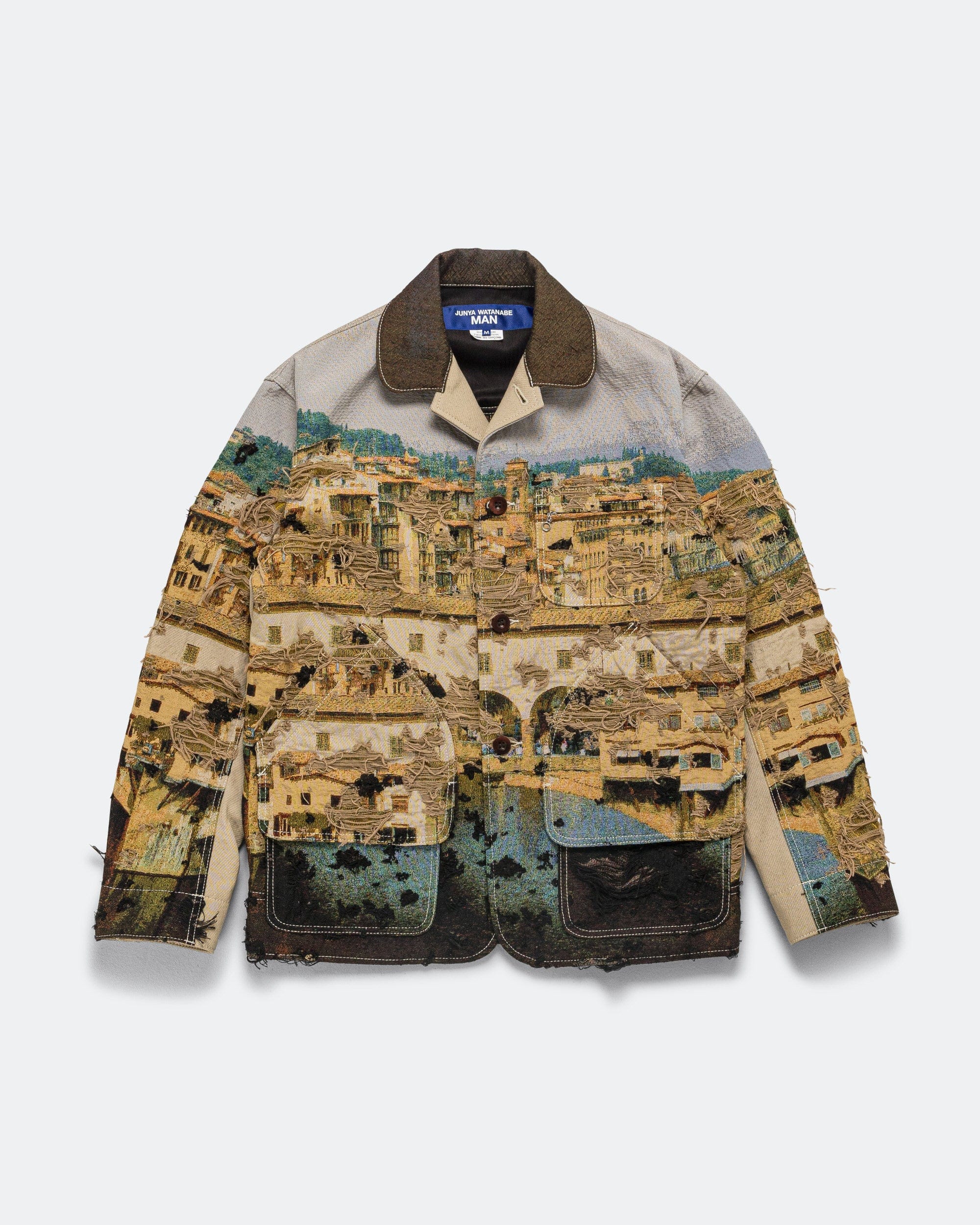 Junya Watanabe MAN Gobelin Weave Button Up Blouson - Beige/Light Blue