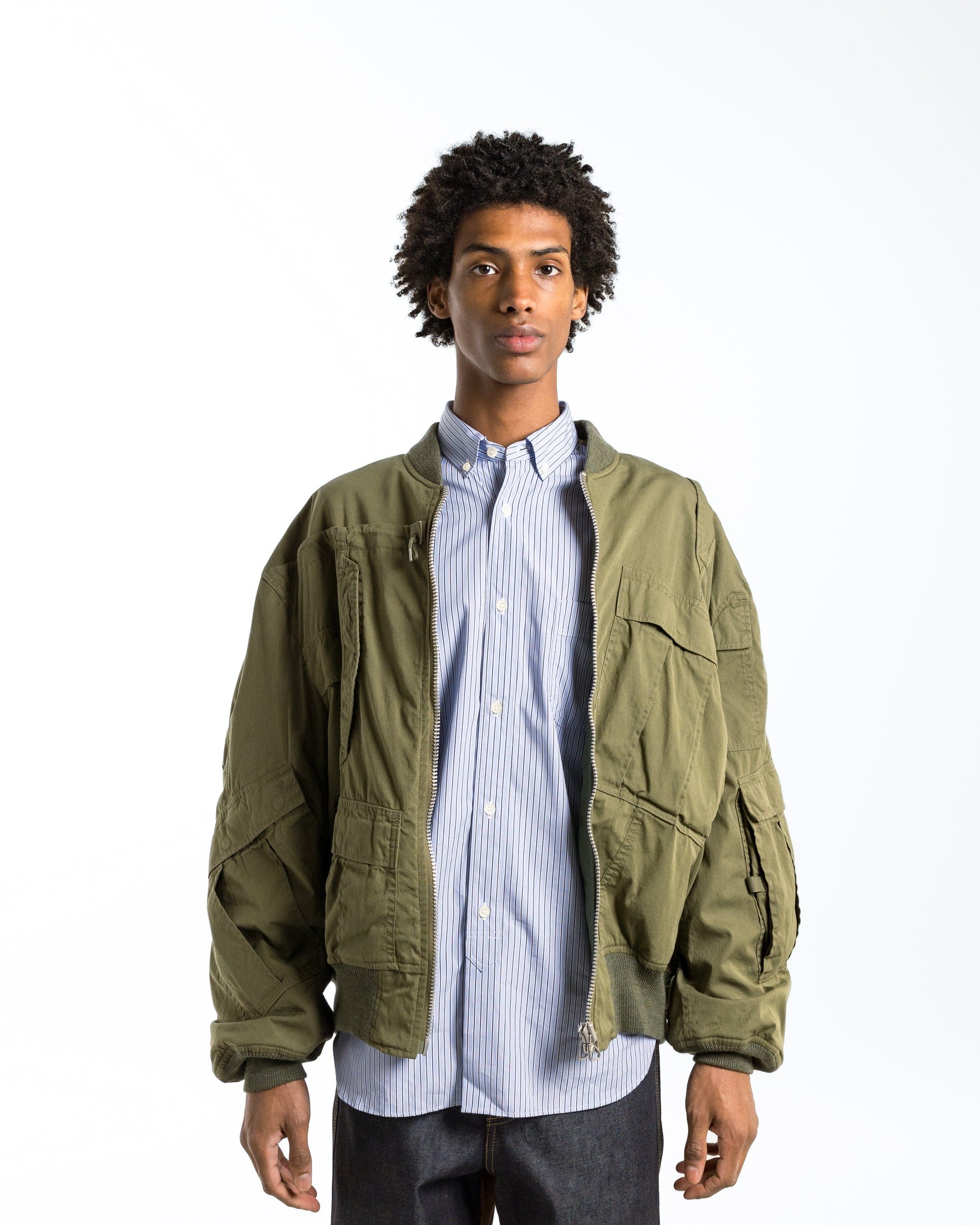 Junya Watanabe MAN Cotton Nylon Bomber x Needles - Khaki