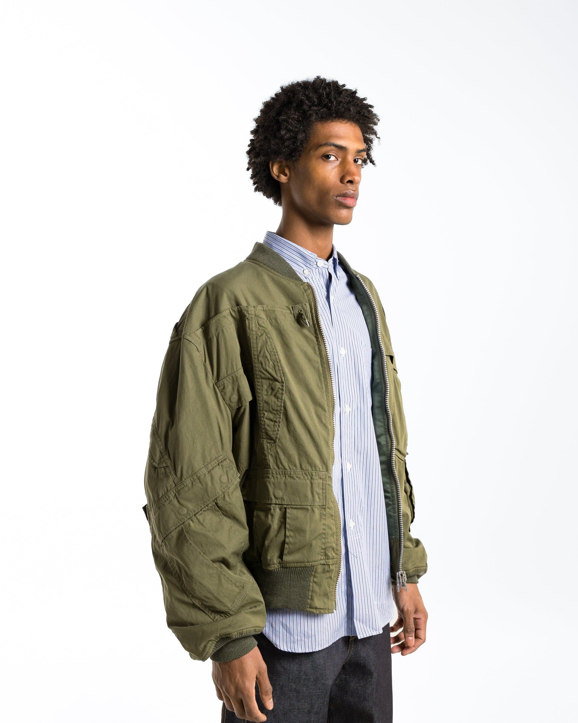 Junya Watanabe MAN Cotton Nylon Bomber x Needles - Khaki