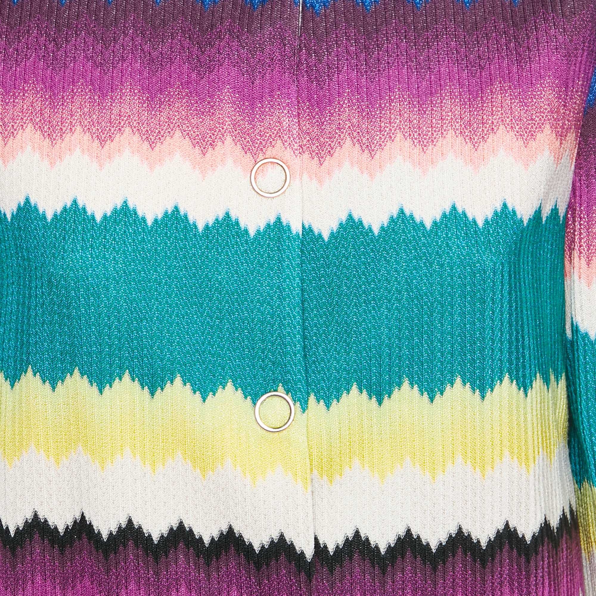 Missoni Multicolor Zig Zag Knit Button Front Jacket