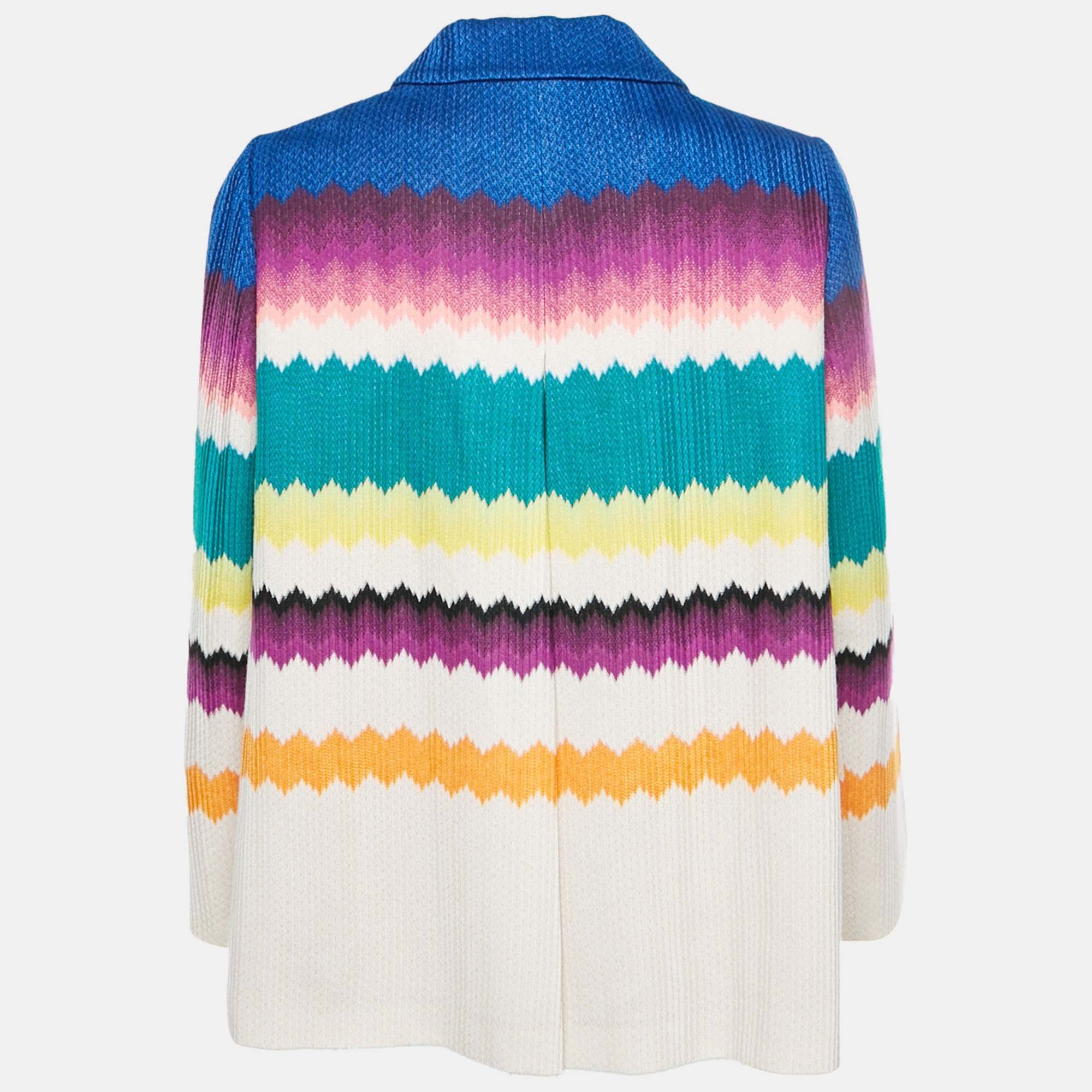 Missoni Multicolor Zig Zag Knit Button Front Jacket