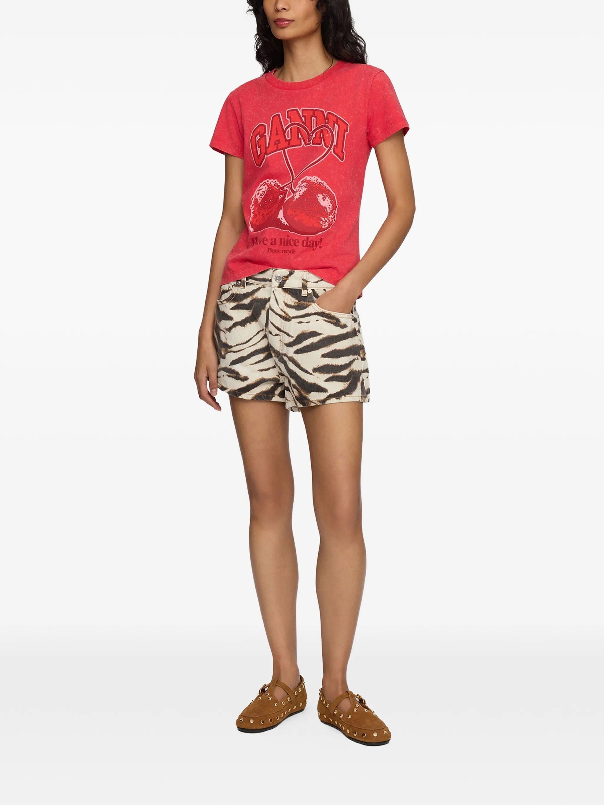 GANNI cherry - print T - shirt