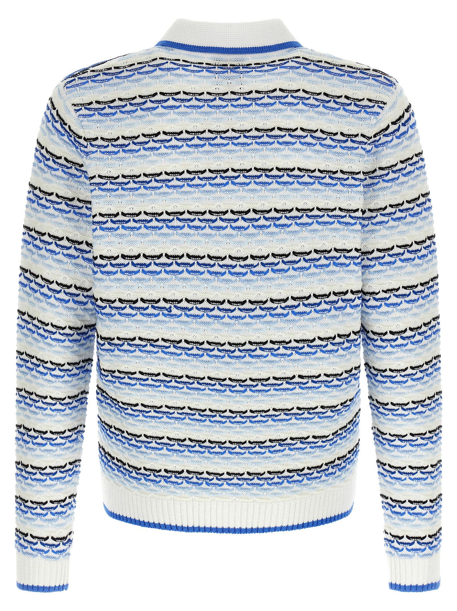 Casablanca Tuck Stitch Knit Polo Shirt — Blue