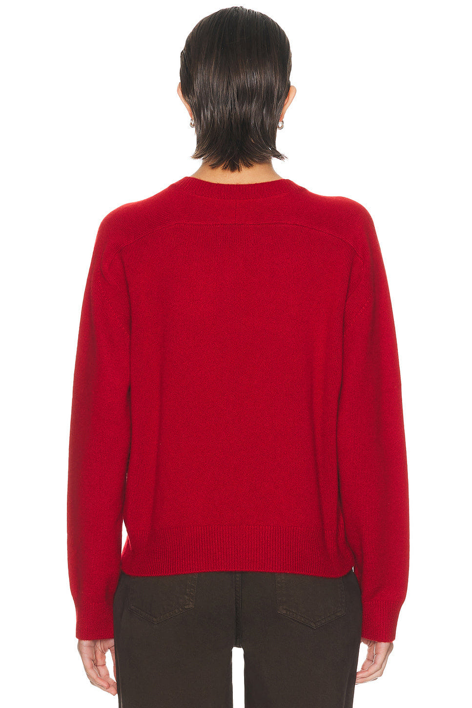 Loulou de Saison Malo Oversized Saddle - Sleeve Henley Sweater in Red M�lang�